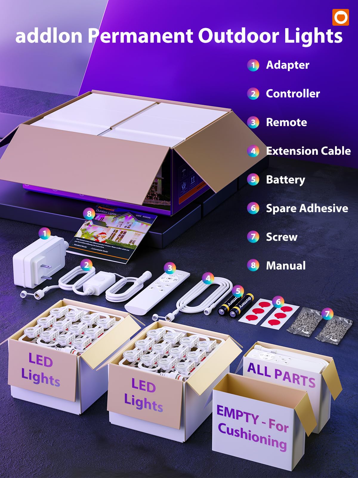 addlon 200FT Permanent Outdoor Lights, RGB+IC Smart LED Outdoor Lights for House, App & Remote Control, DIY Scene Mode, IP67 Waterproof Christmas Light, Holiday, Party, Halloween Decorations - Image 4
