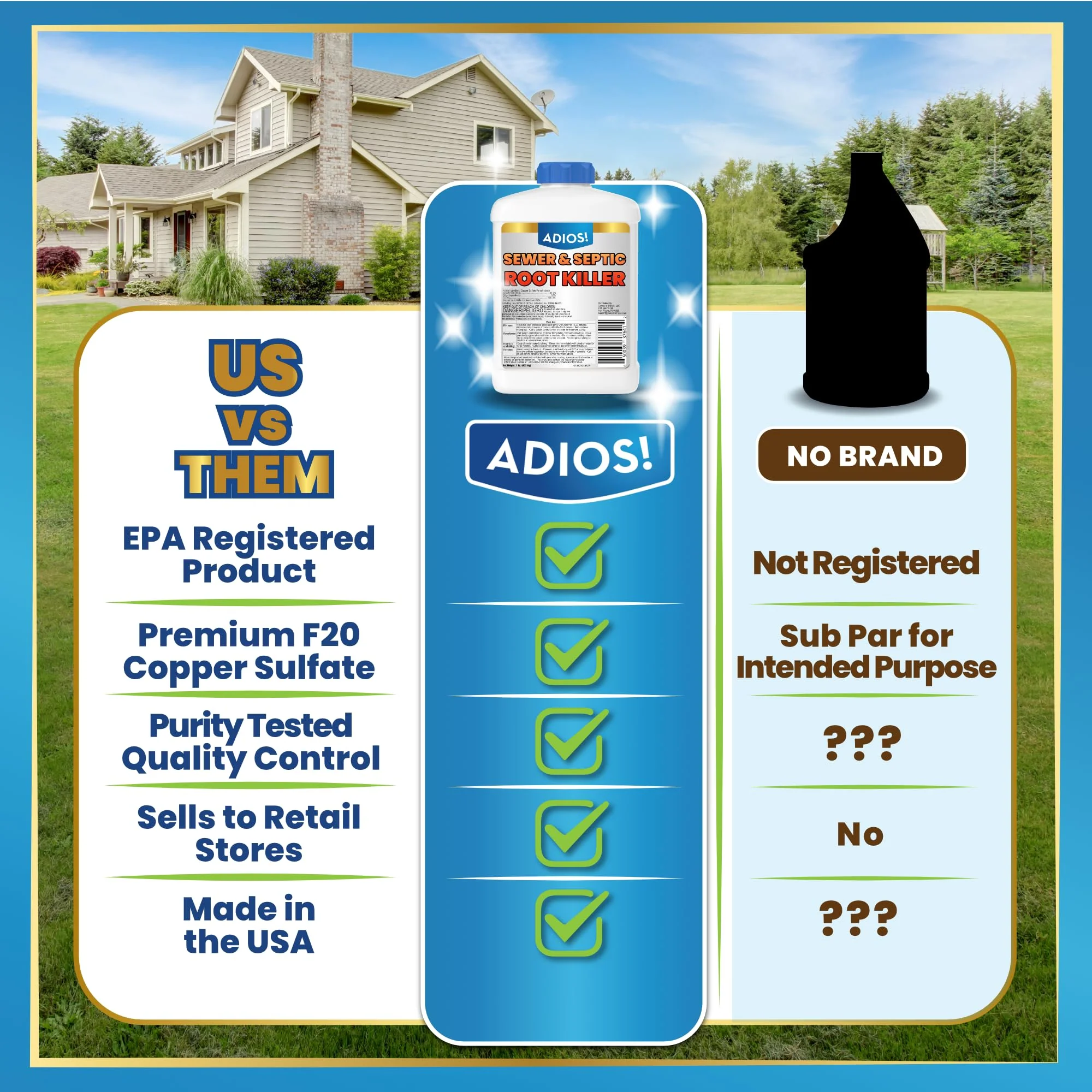 Adios! Sewer and Septic Root Killer for Trees and Shrubs, Copper Sulfate Formula Protects Sewer Pipes, Drains and Septic Tanks from Invasive Root Growth (2 Pound) - Image 4