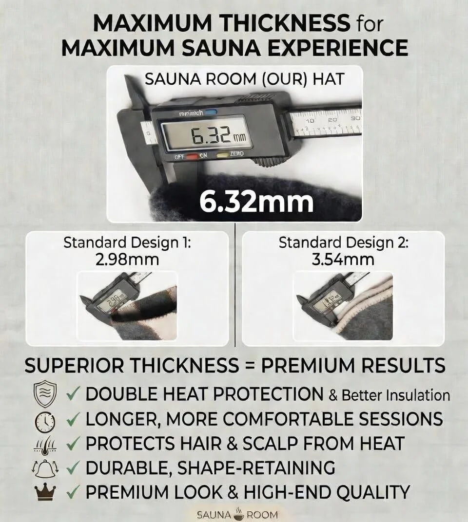 Adjustable Natural Wool Sauna Hat for Men and Women - Sauna Cap with Sweatband - Insulating Breathable Wool Banya Hat for Spa, Home Steam Room, Bathhouse - Comfortable Unisex Steam Room Hats - Image 4