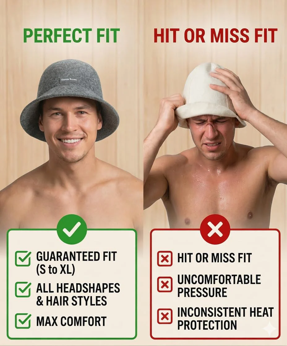 Adjustable Natural Wool Sauna Hat for Men and Women - Sauna Cap with Sweatband - Insulating Breathable Wool Banya Hat for Spa, Home Steam Room, Bathhouse - Comfortable Unisex Steam Room Hats - Image 6