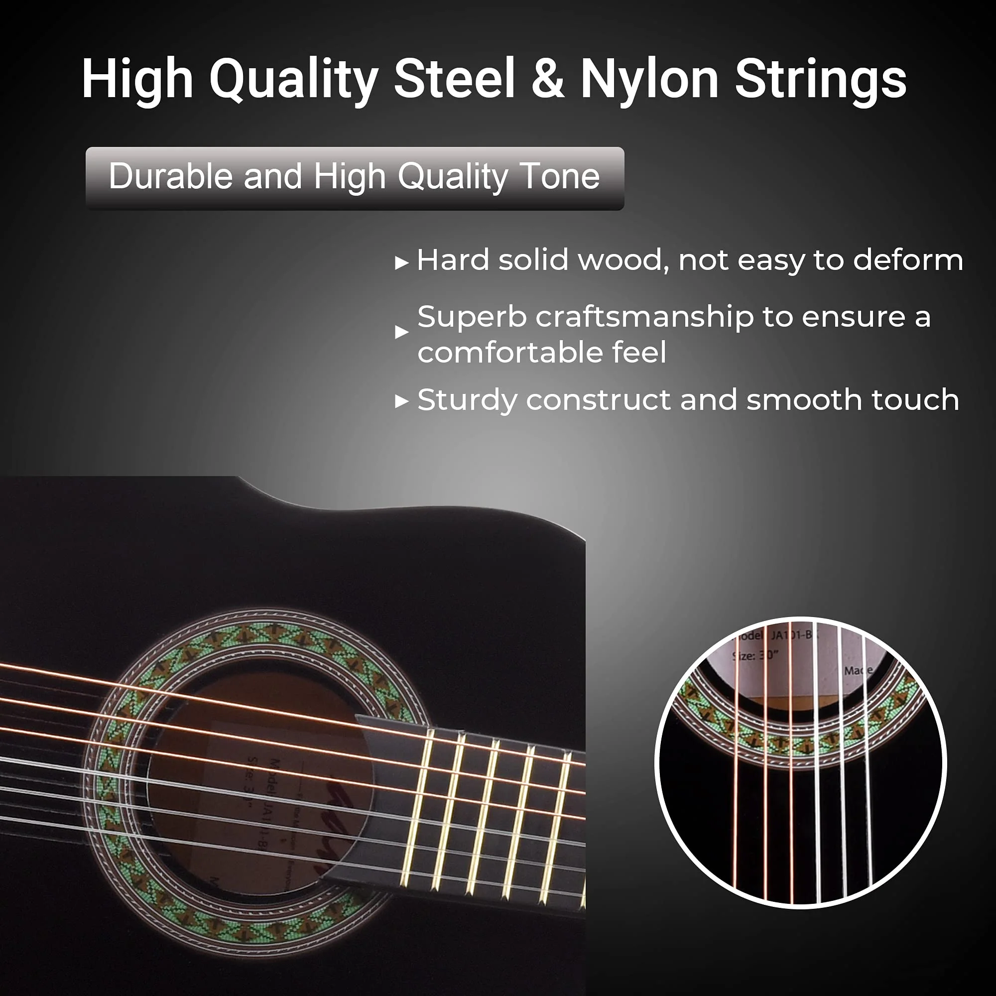 ADM Beginner Acoustic Classical Guitar Nylon Strings Wooden Guitar Bundle Kit for Kid Boy Girl Student Youth Guitarra Online Lessons with Starter Accessories (30 Inch, Geen) - Image 5