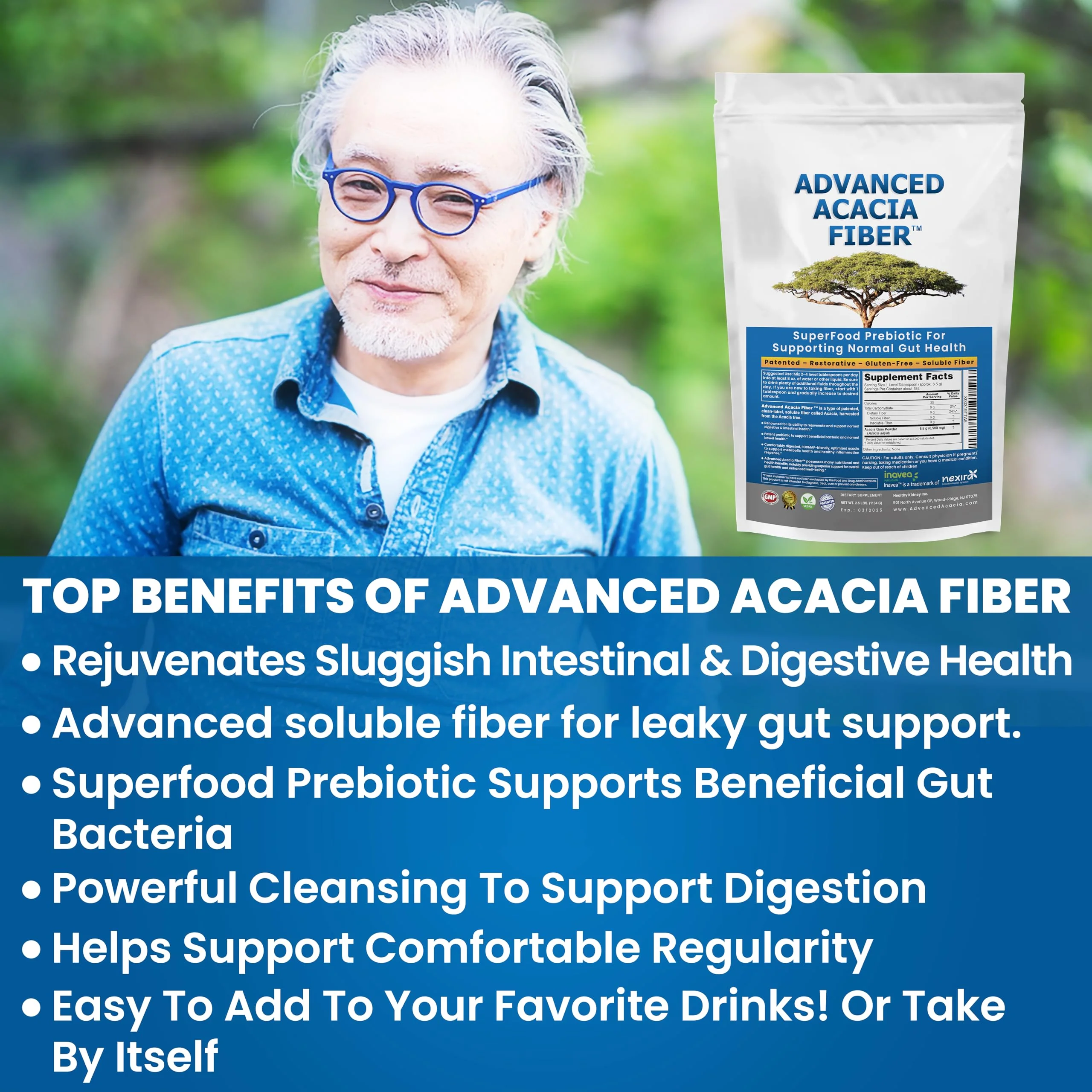 Advanced Acacia Fiber Powder 16oz Organic Soluble Fiber Leaky Gut Repair Powder. Natural Supplement for Gut Health, Regularity, Digestive Rejuvenation - Image 3