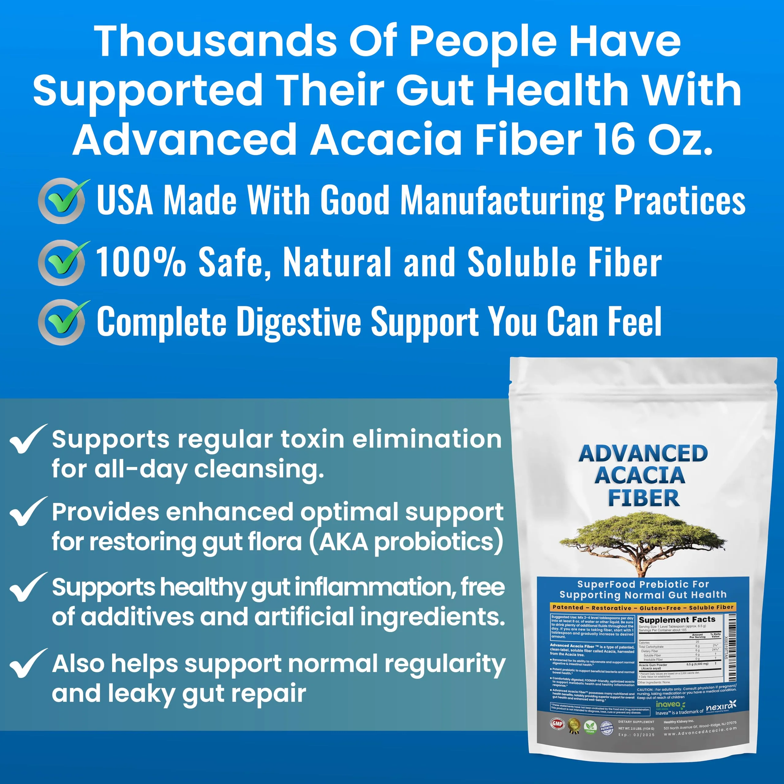 Advanced Acacia Fiber Powder 16oz Organic Soluble Fiber Leaky Gut Repair Powder. Natural Supplement for Gut Health, Regularity, Digestive Rejuvenation - Image 6