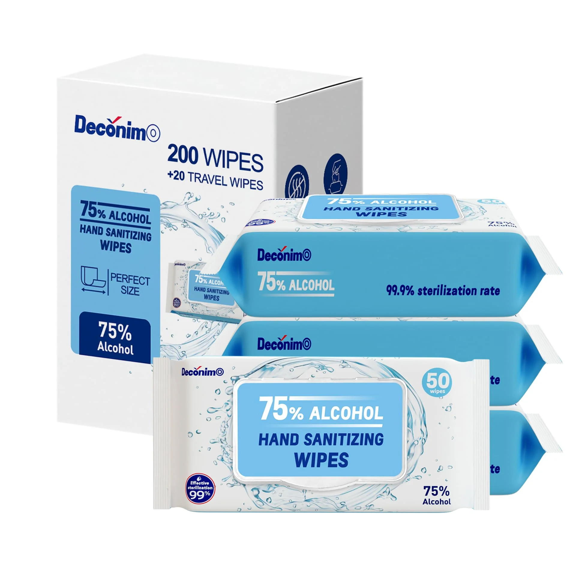 Advanced Large 75% Alcohol Hand Sanitizing Wipes, 4 Packs of 50 (200 count +20 travel wipes) - (Each Wipe Size 6" x 8") - Image 4