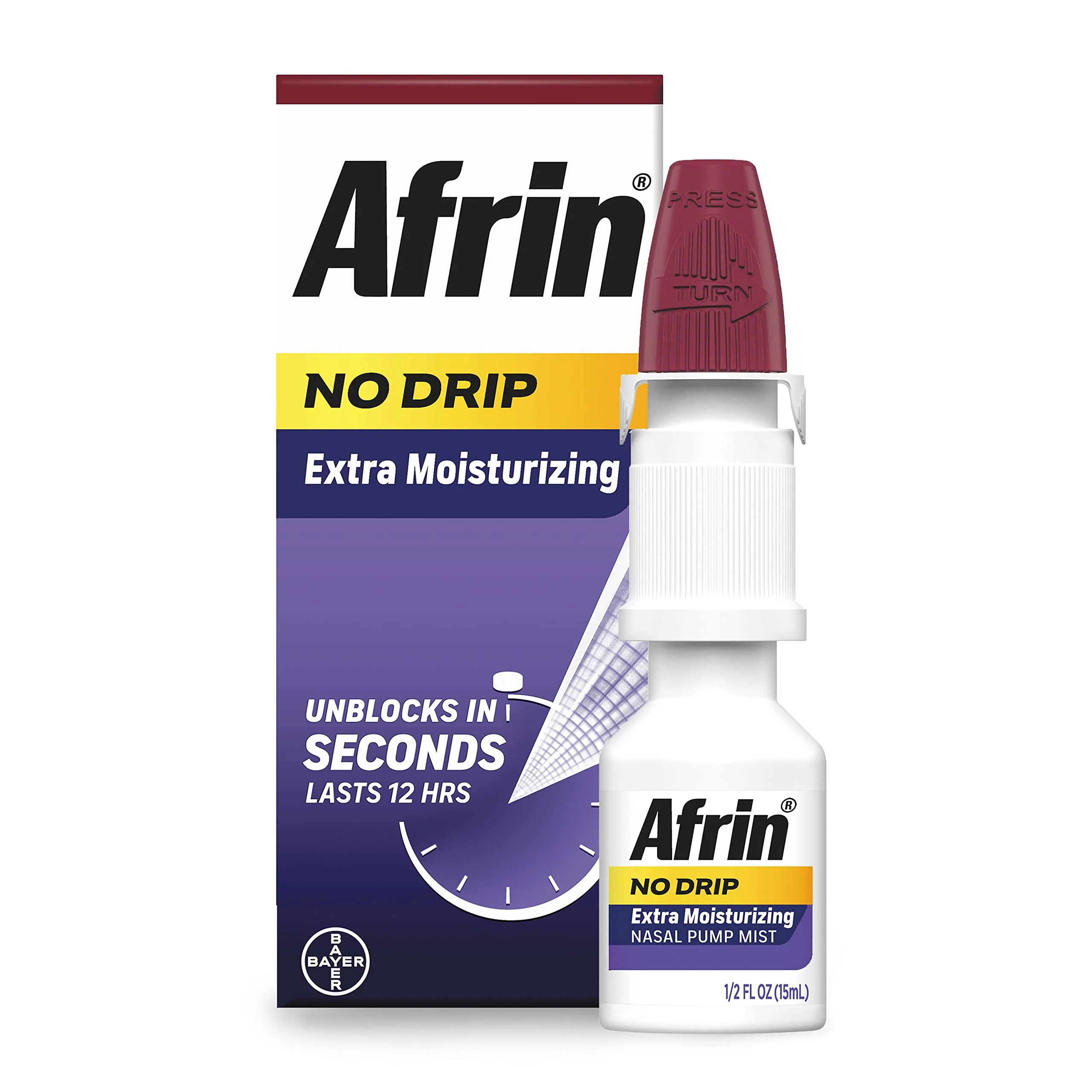 Afrin No Drip Extra Moisturizing 12 Hour Nasal Congestion Relief Pump Mist, Sinus Spray Decongestant - 15 mL - Image 2