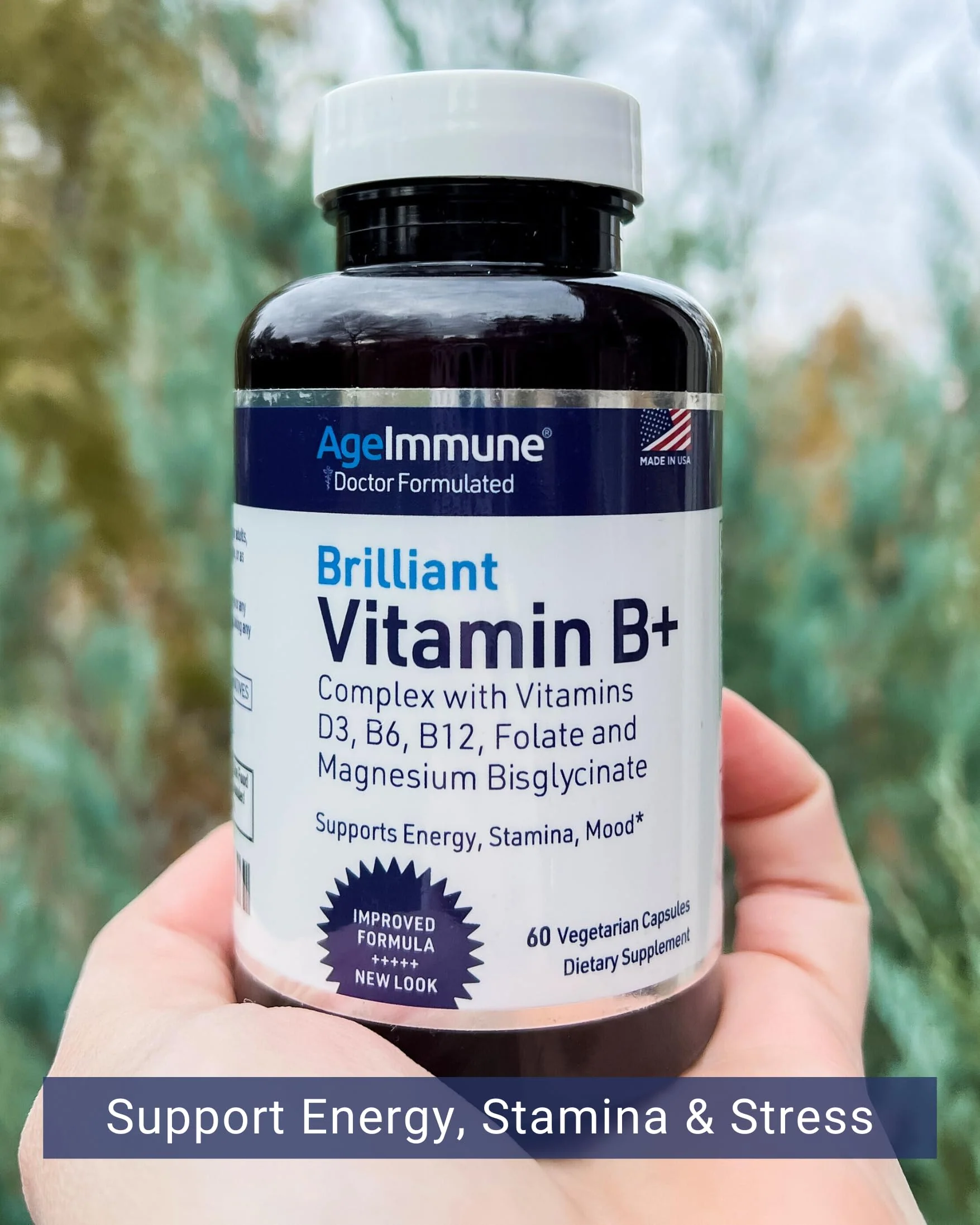 AgeImmune Vitamin B Complex with Vitamin D3 B12 B6 Magnesium Bisglycinate and Folate as Methylfolate - Doctor Formulated Methylated B Complex Supplement – 60 Capsules - Without Niacin - Image 6