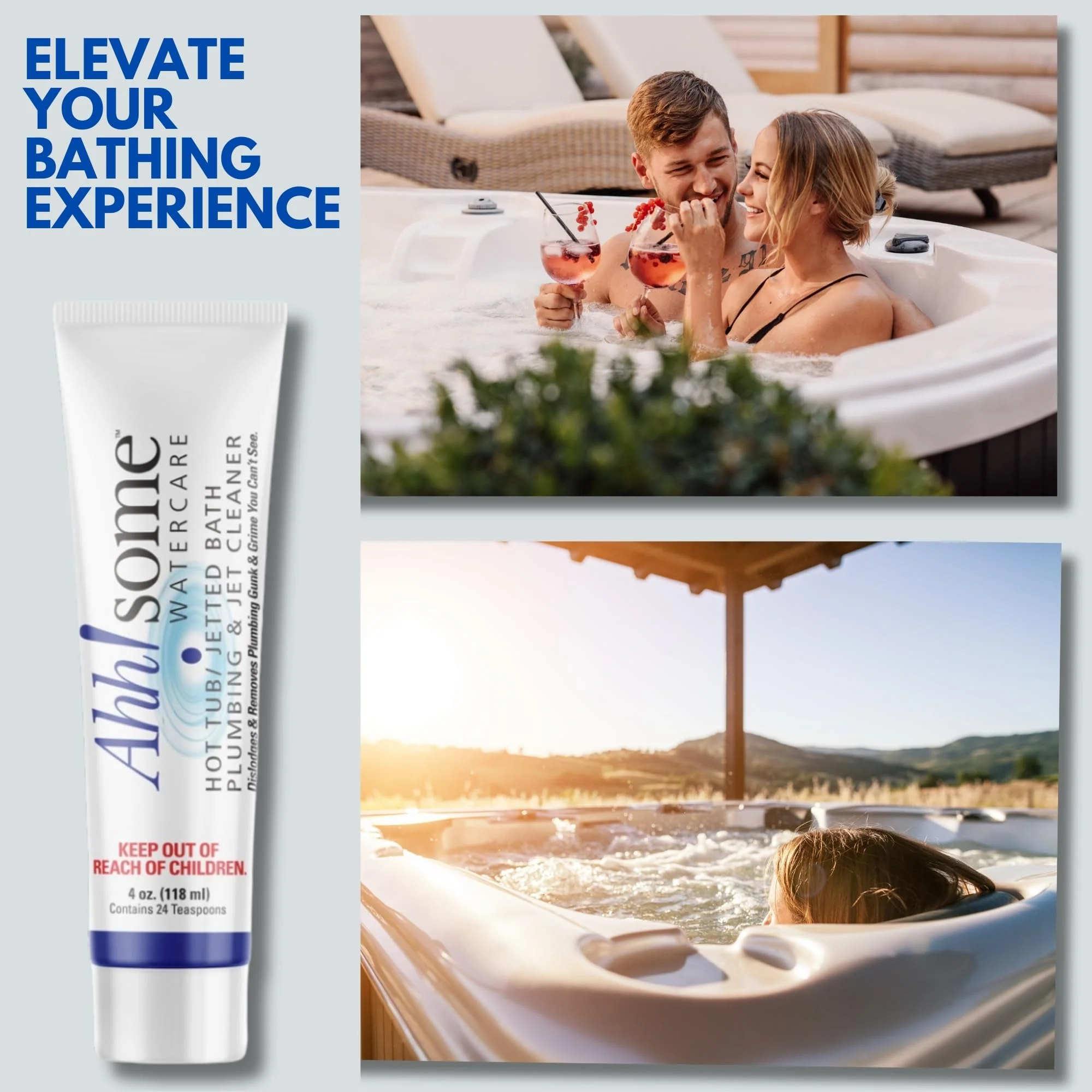 Ahh-Some Hot Tub Purge Cleaner & Jet Line Cleaner, Super Effective Cleaning for All Hot Tubs and Swim Spas, Removes Gunk & Grime from Deep Plumbing Systems, 4 oz Tube (8 Purges), Made in USA - Image 3