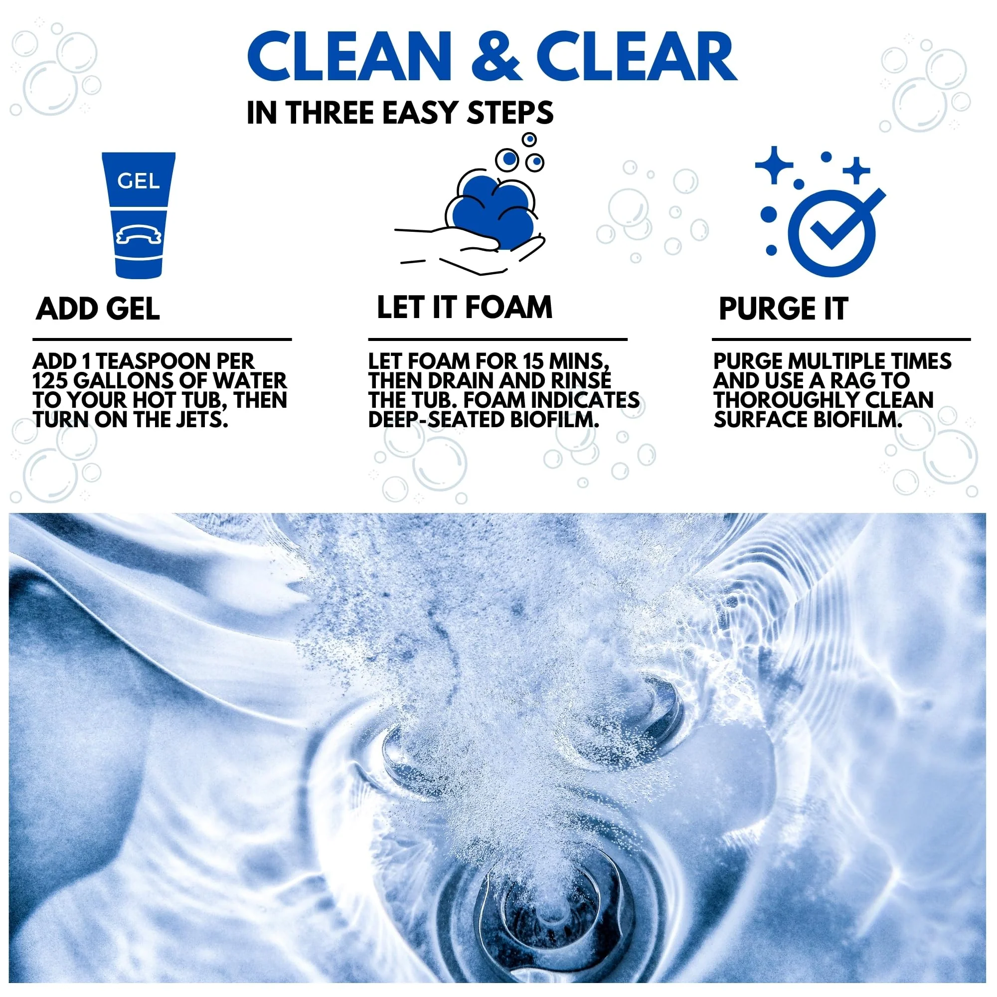 Ahh-Some Hot Tub Purge Cleaner & Jet Line Cleaner, Super Effective Cleaning for All Hot Tubs and Swim Spas, Removes Gunk & Grime from Deep Plumbing Systems, 4 oz Tube (8 Purges), Made in USA - Image 4