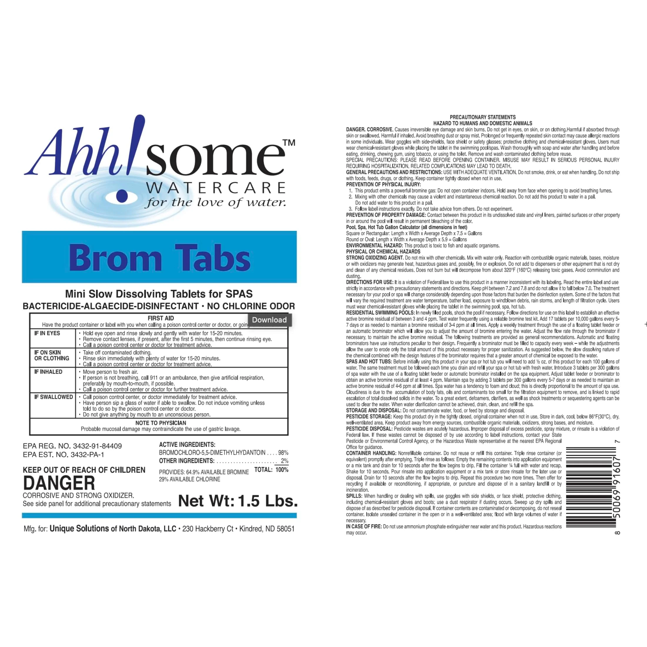 AhhSome 2-Inch Mini Bromine Tablets 1.5 Lbs for Spa and Hot Tub Sanitizer | Slow-Dissolving Brominating Tabs for Pools | Chlorine Odor-Free, Long-Lasting Spa Water Treatment - Image 5