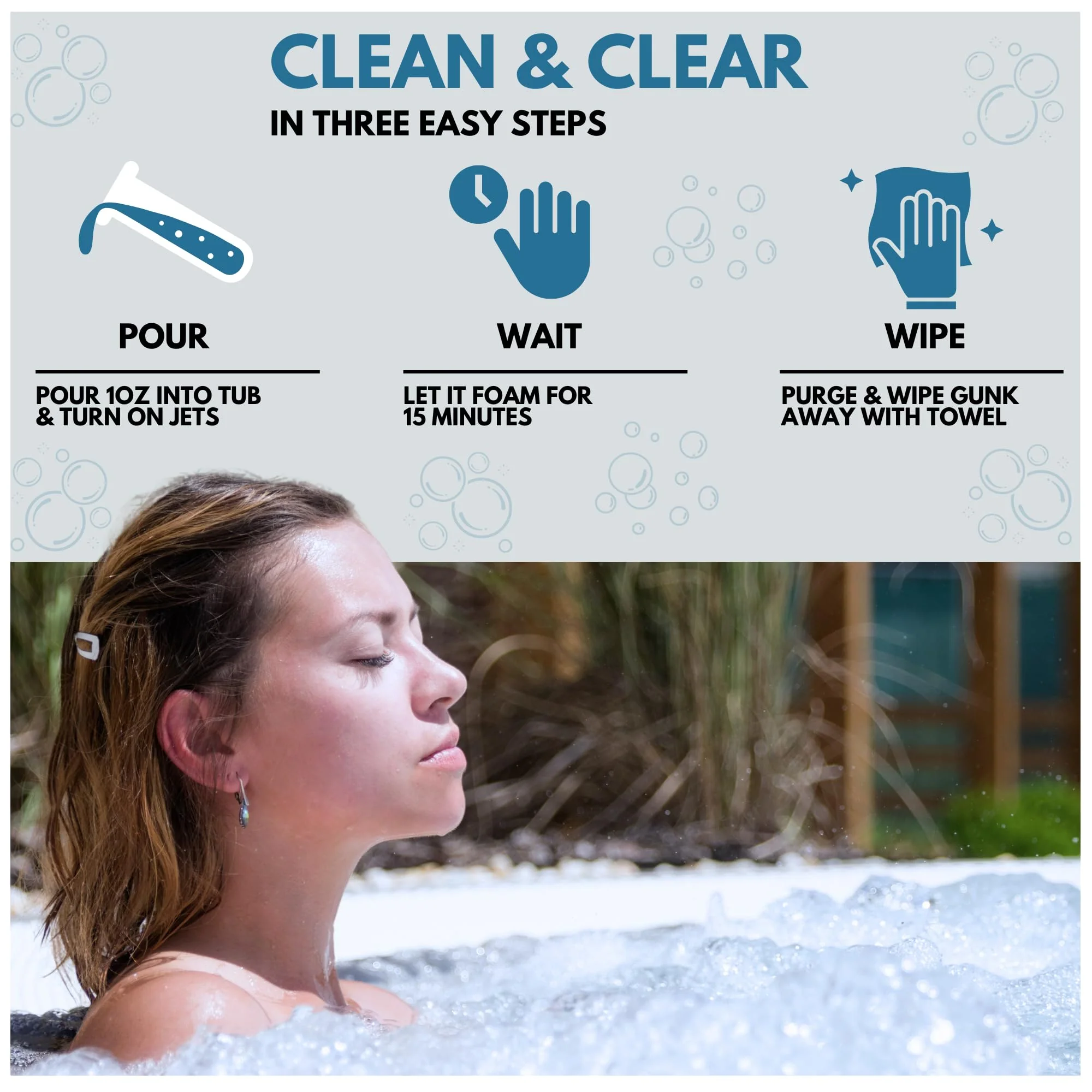 AhhSome Jetted Tub & Hot Tub Cleaner, Powerful Spa Bath Cleaning Solution for Jacuzzis & Whirlpools,16 oz (8 Treatments), Professional Grade Septic Safe Solution for Hot Tubs, Made in USA - Image 4