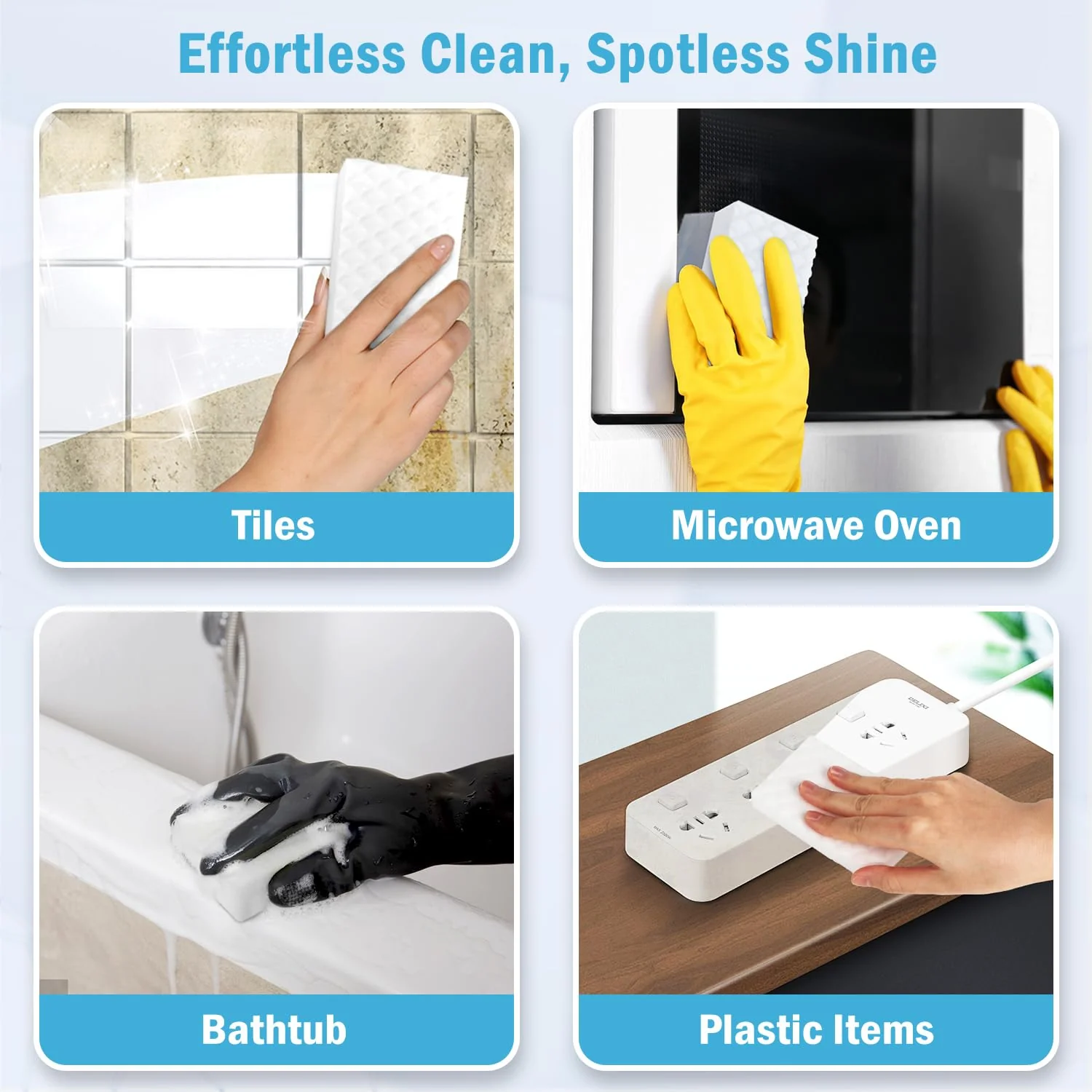 AIDEA Magic Sponges Cleaning Eraser, 2X Density Stronger Sponge for Household, Powerful Scrubber Foam Pads, Multi-Surface Cleaning Supplies for Kitchen, Furniture, Bathroom, Sink, Wall, 48 Pads - Image 2