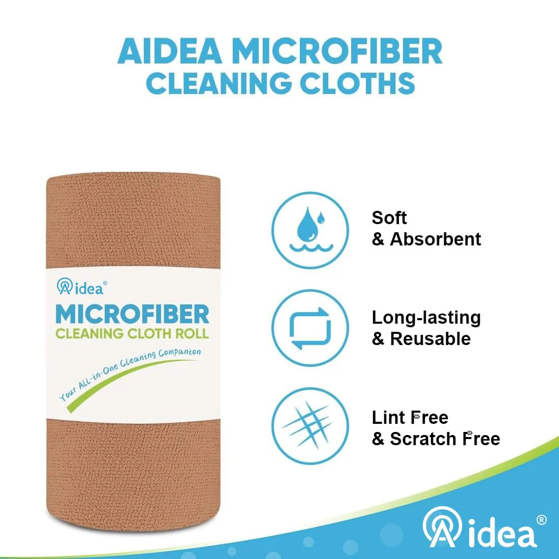 AIDEA Microfiber Cleaning Cloth 165 Sheets 3 Roll, Microfiber Towels for Cars, Shop Rags Washable, Cleaning Rags Reusable Paper Towels for Automotive, Mechanic, Workshops, House,11×9", Coffee - Image 6