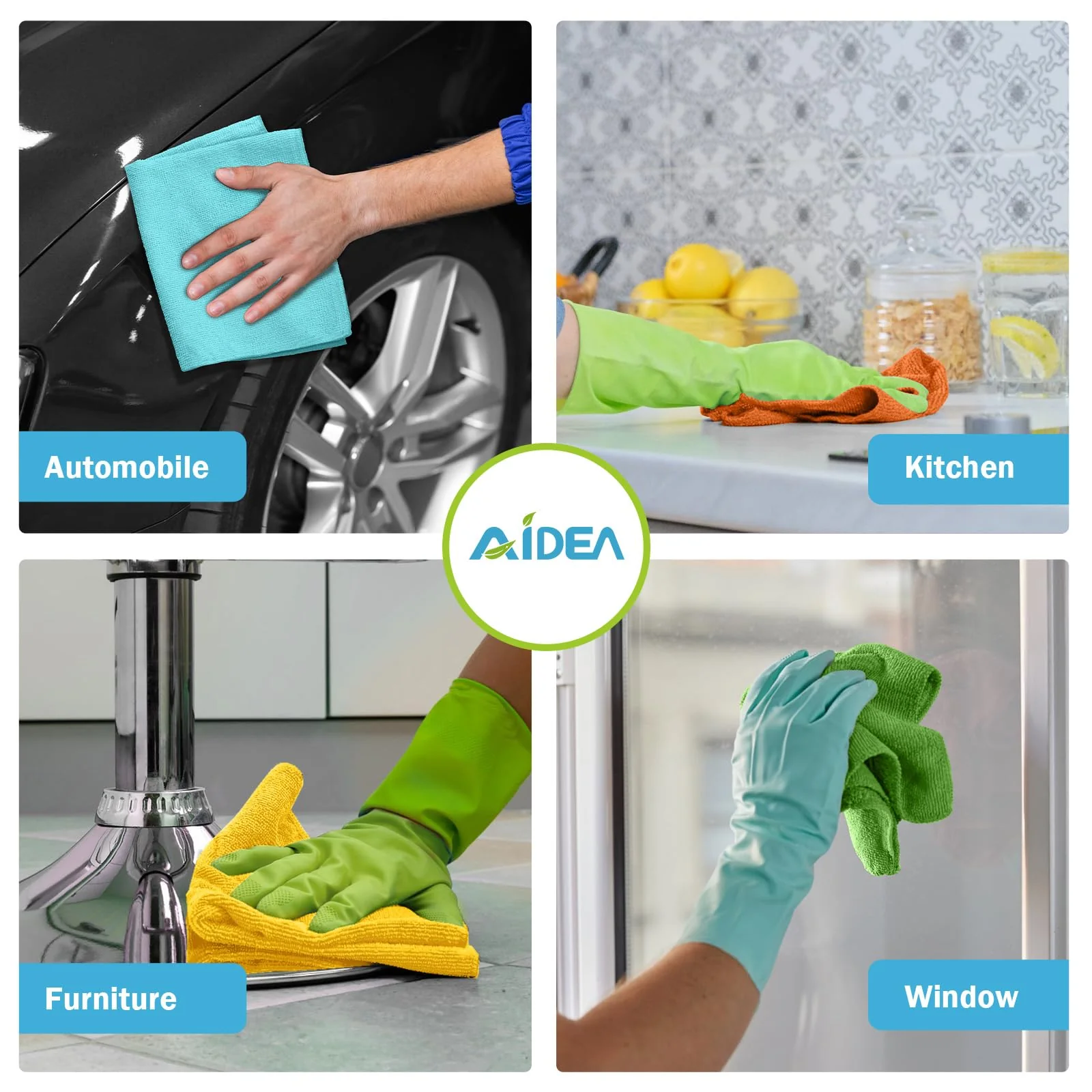 AIDEA Microfiber Cleaning Cloth, 200PK, Absorbent Shop Rags, Microfiber Towels for Cars, Kitchen Towels, Dusting Cloth for Home, Window, Cleaning Supplies, 12"×12" - Image 5