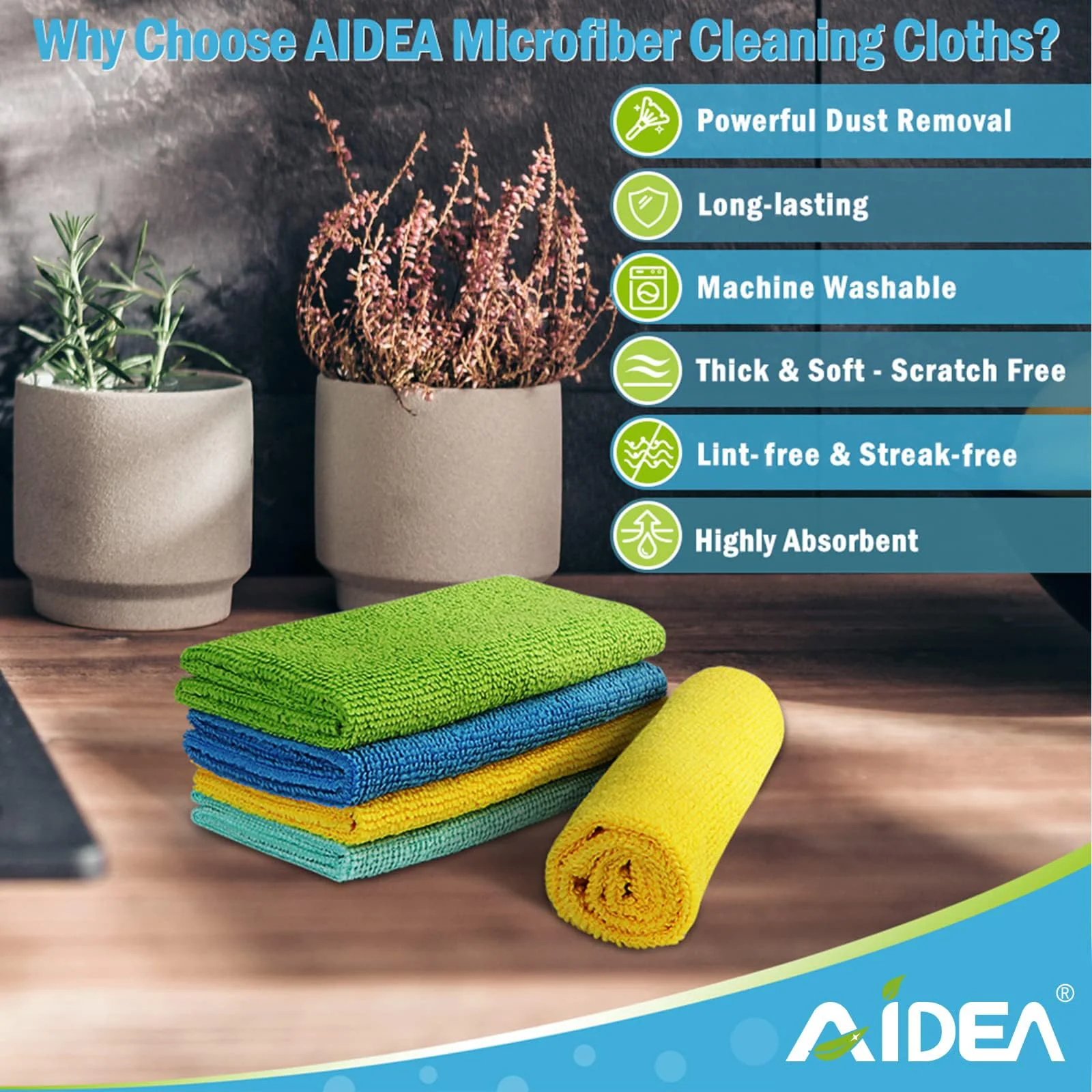 AIDEA Microfiber Cleaning Cloth, 200PK, Absorbent Shop Rags, Microfiber Towels for Cars, Kitchen Towels, Dusting Cloth for Home, Window, Cleaning Supplies, 12"×12" - Image 7