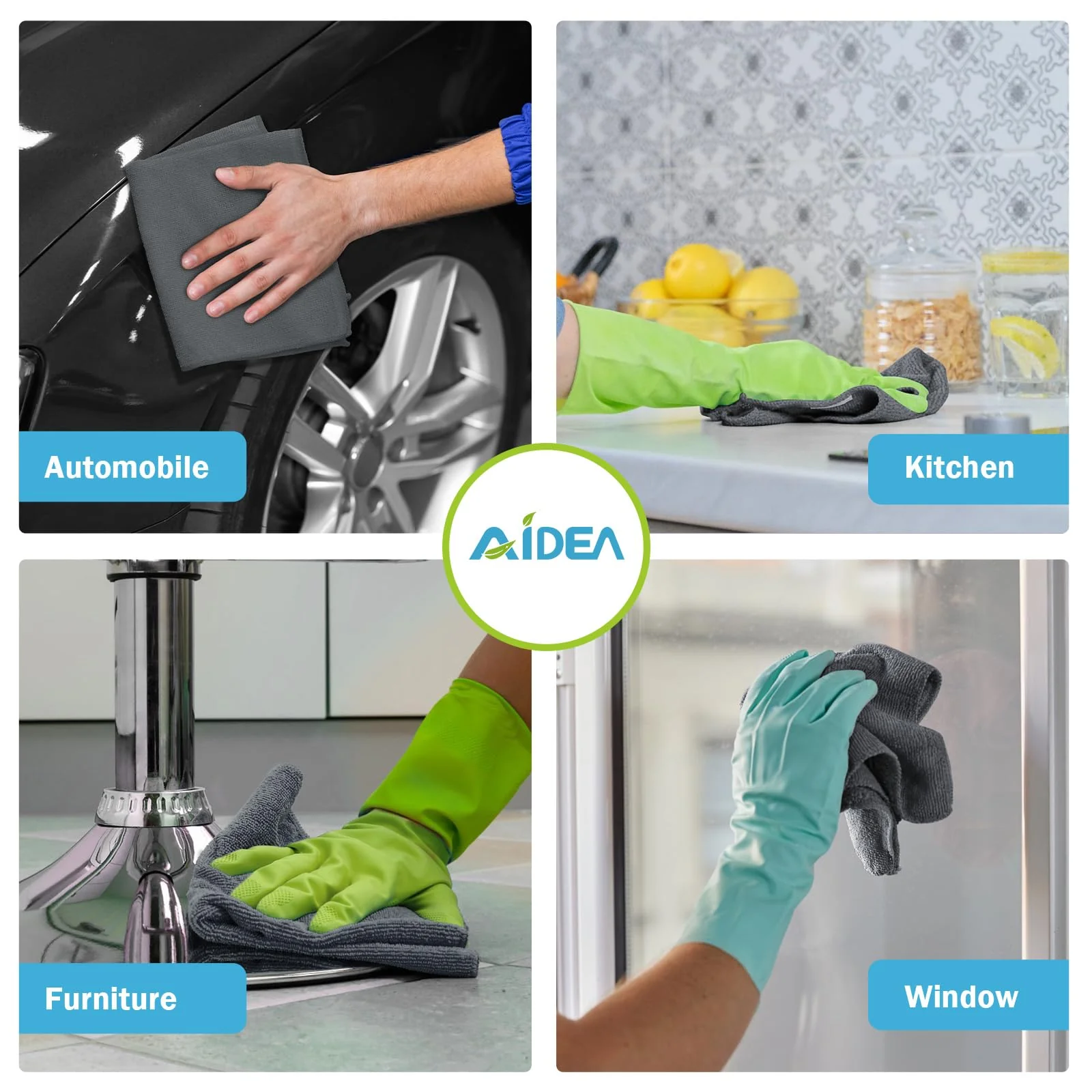 AIDEA Microfiber Cleaning Cloth Grey 50PK, Microfiber Towels for Cars, Premium Car Cloths, Dusting Cloth Lint Free Cleaning Rags for SUVs, House, Kitchen, Window, Workshops,11.5×11.5" - Image 5