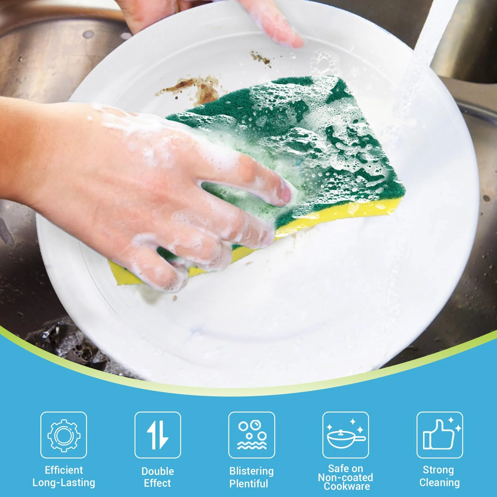 AIDEA XL Scrub Sponges 24Count, Sponges for Dishes, Extra Large Sponge for Cleaning Kitchen and Household, Heavy Duty Sponge Safe for Non-Coated Cookware, Cleaning Power for Bathroom, House - Image 5