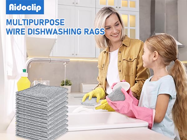 Aidoclip Non-Scratch Steel Wool Dishcloth - 50PC Set, Multi-Use Kitchen Scrubbers, Durable Cleaning Pads for Wet & Dry Use Grey (50pcs) - Image 7