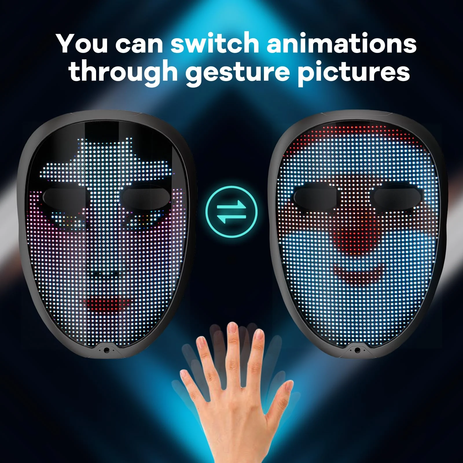 AIGLUN LED Face Transforming Mask with Gesture Control Fun - Cool stuff Halloween Cosplay and Christmas Parties - Image 4