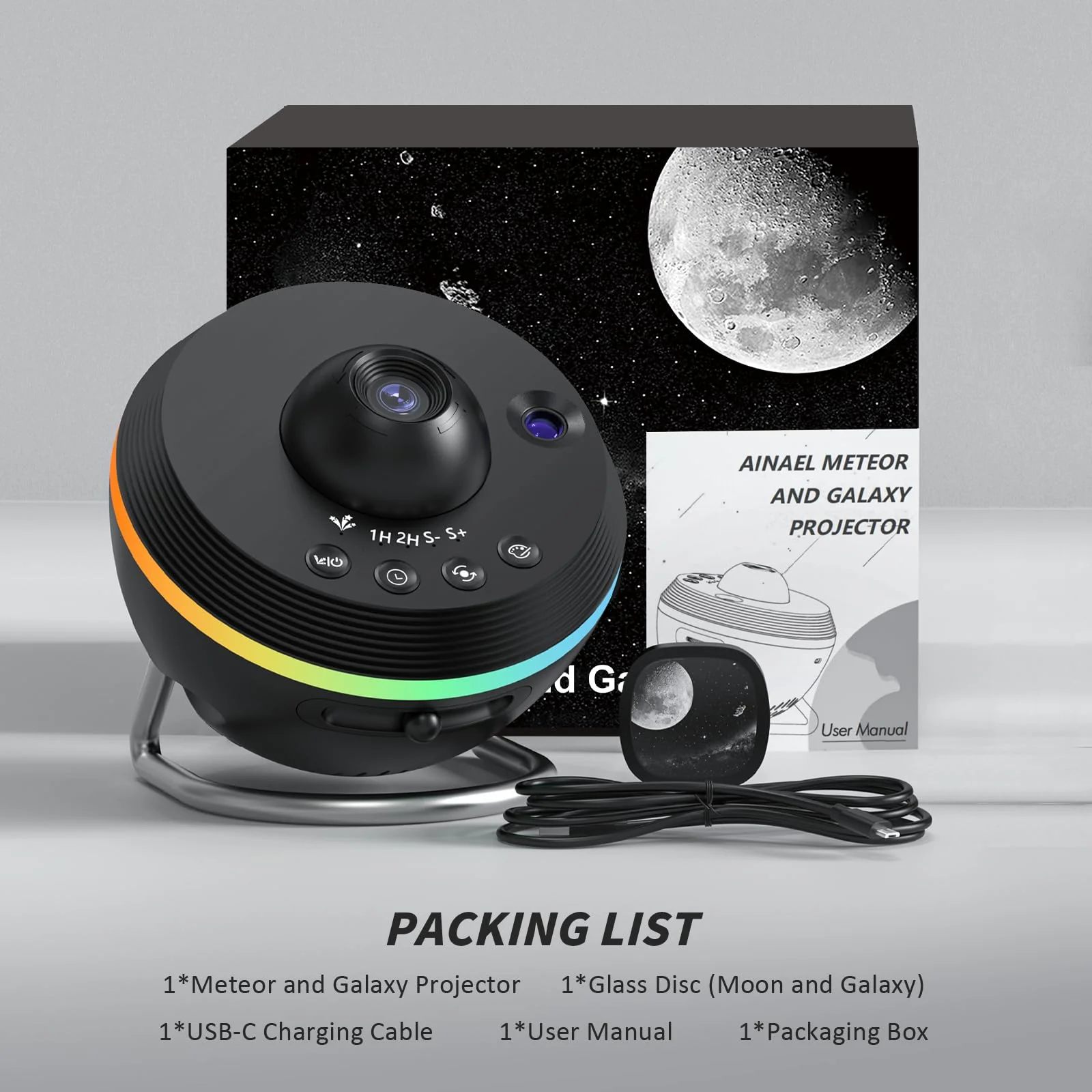 Ainael Galaxy Projector, Star Projector Home Planetarium Space Ceiling Starry Sky Night Light with Light Strip, Meteor and Galaxy Projector for Kid Adult Bedroom Christmas Gift - Image 5
