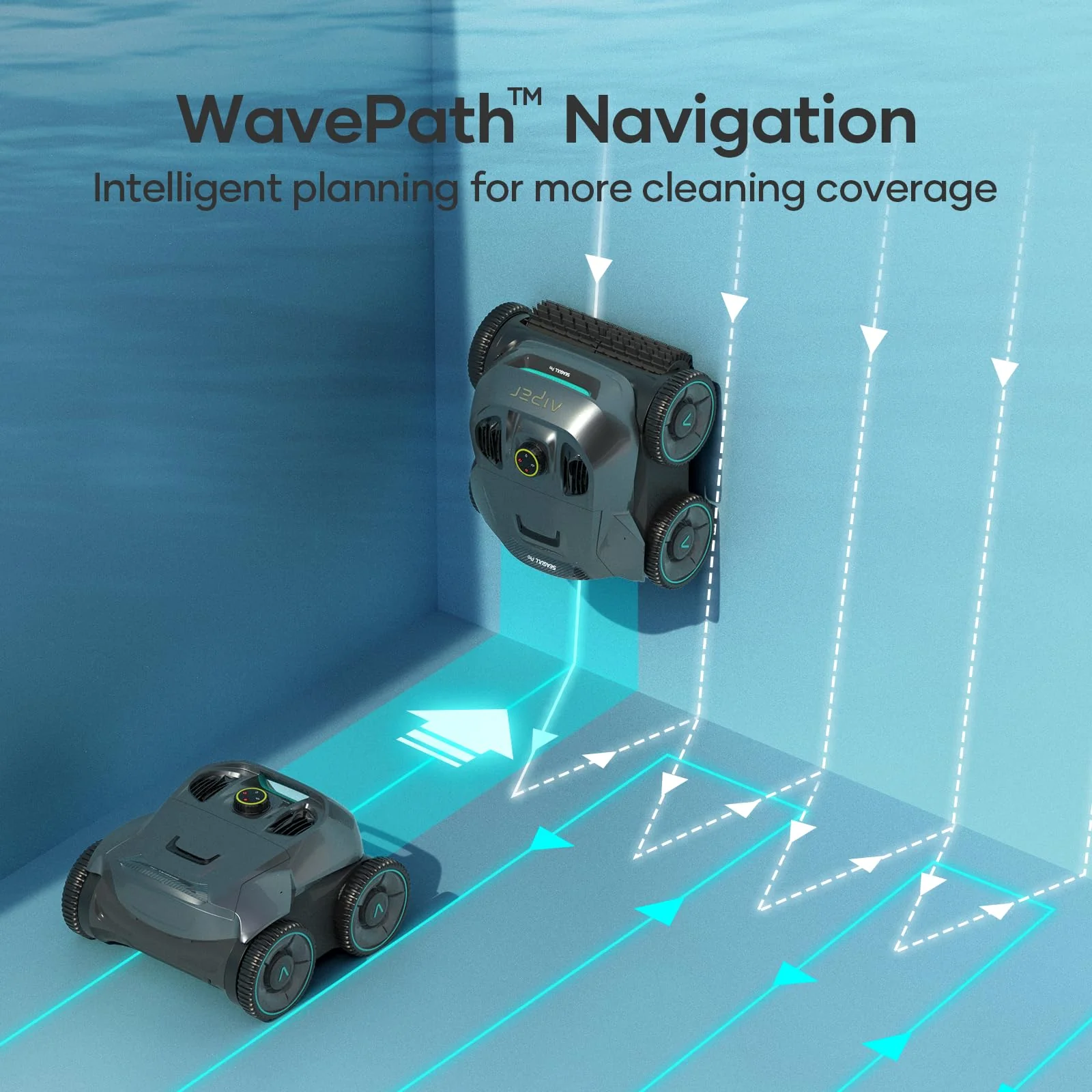 AIPER Cordless Robotic Pool Cleaner, WavePath Navigation, Wall-Climbing, Quad-Motor, 150 mins Runtime for Inground Pools up to 1,600 sq.ft, Seagull Pro ZT6002 - Image 4