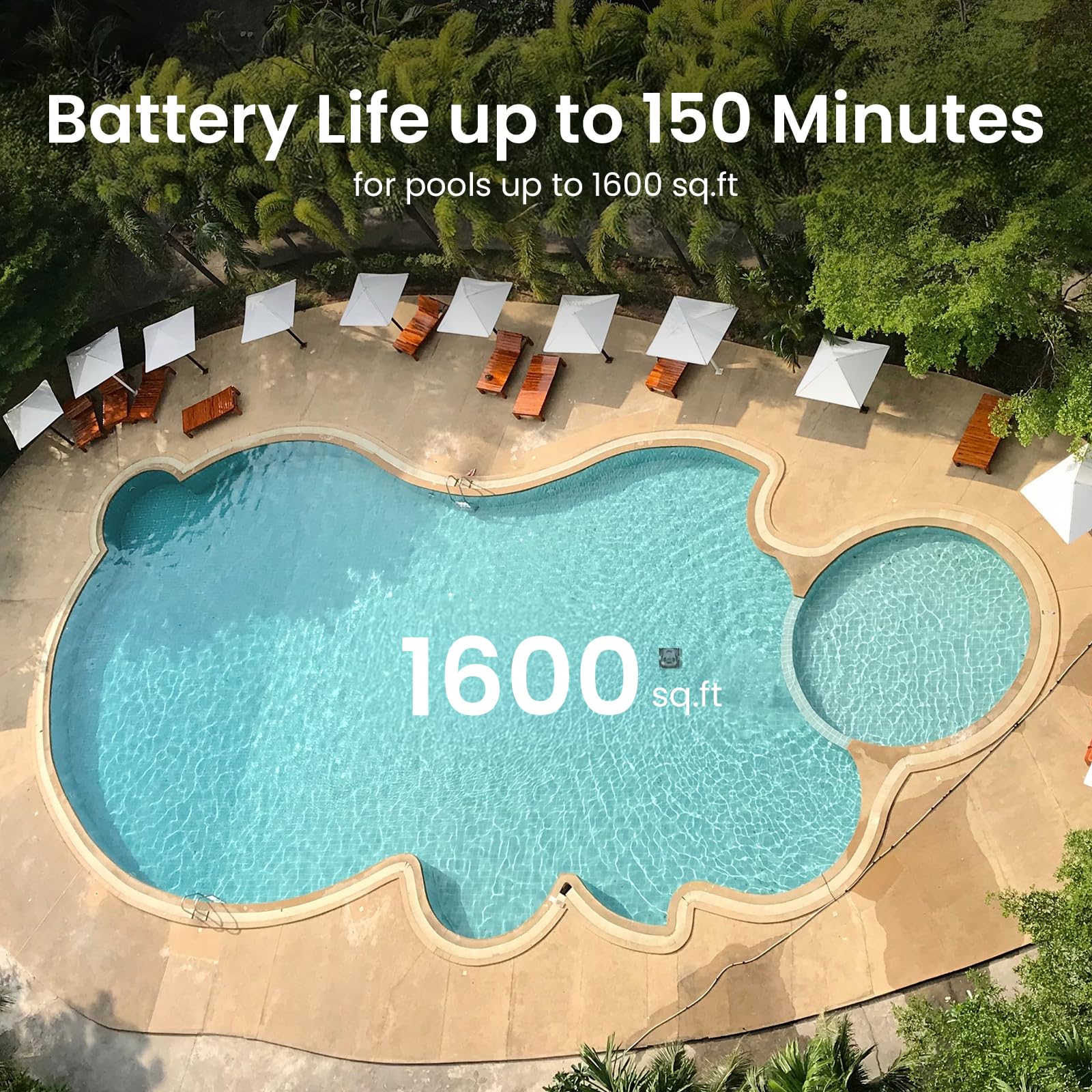AIPER Cordless Robotic Pool Cleaner, WavePath Navigation, Wall-Climbing, Quad-Motor, 150 mins Runtime for Inground Pools up to 1,600 sq.ft, Seagull Pro ZT6002 - Image 5