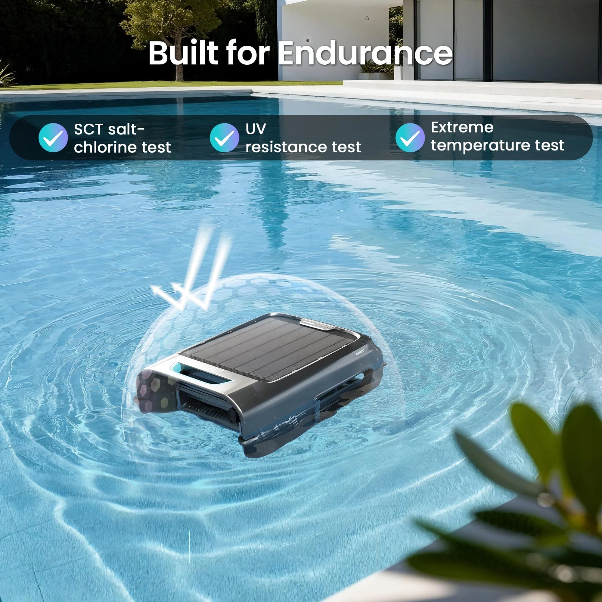 AIPER EcoSurfer S2 Solar Powered Pool Surface Skimmer Robot with APP Support, 24/7 Continuous Cleaning, Dual Charging Modes, Smart Obstacle Avoidance, 150-um Filtration, OTA Upgrade - Image 2