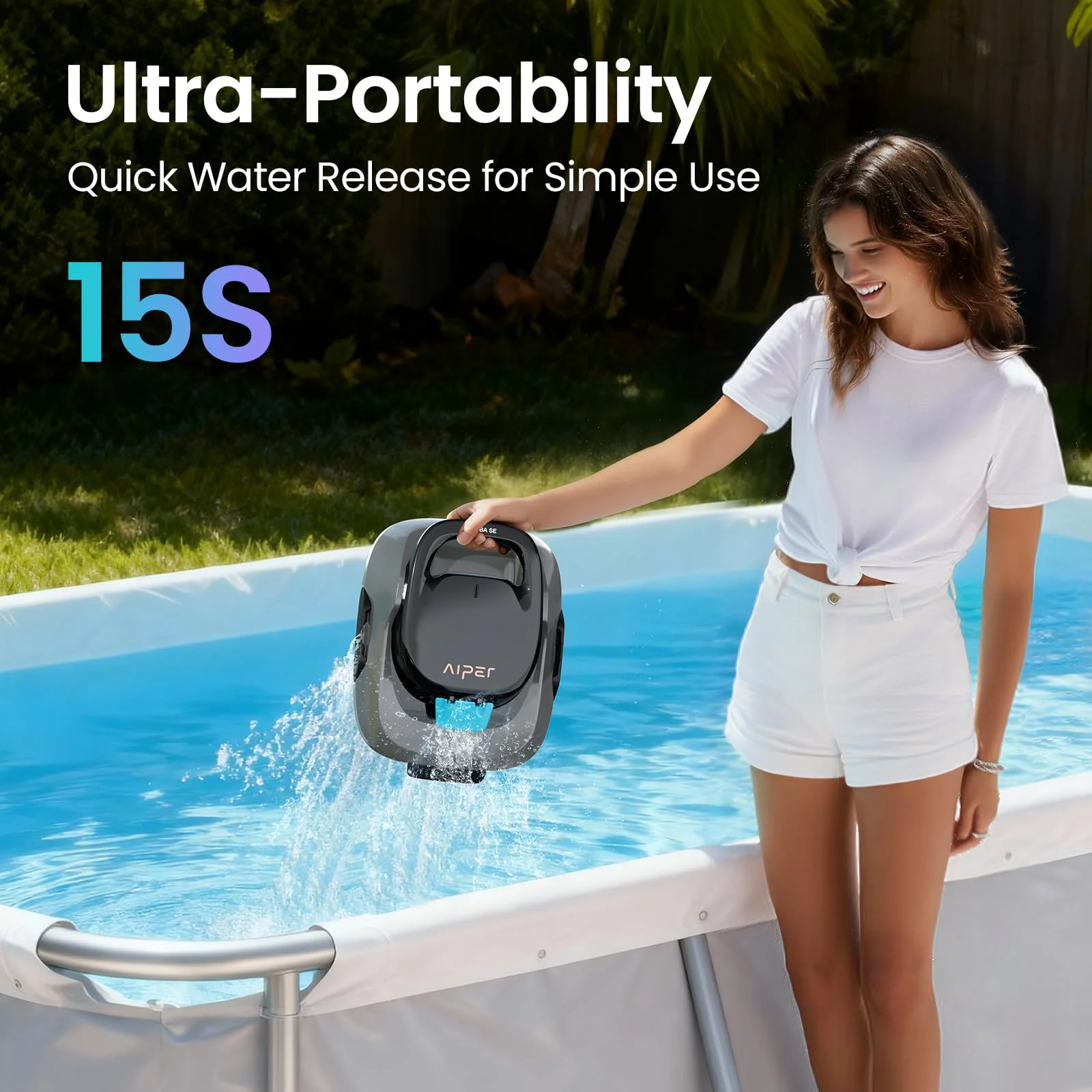 AIPER Scuba SE Cordless Pool Cleaner with 90-Min Runtime, Smart Self-Parking, Lightweight, Pool Vacuum for Above Ground Flat Pools up to 860 Sq.ft - Image 3