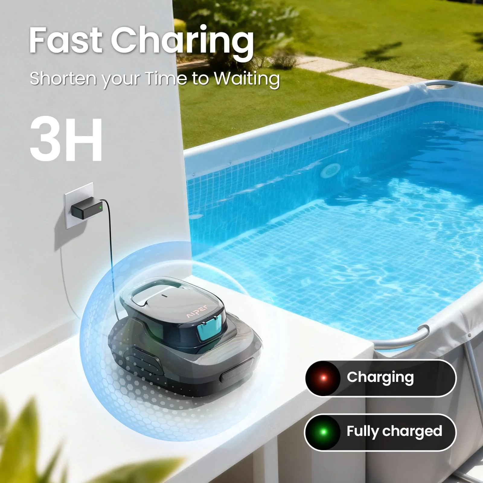 AIPER Scuba SE Cordless Pool Cleaner with 90-Min Runtime, Smart Self-Parking, Lightweight, Pool Vacuum for Above Ground Flat Pools up to 860 Sq.ft - Image 5