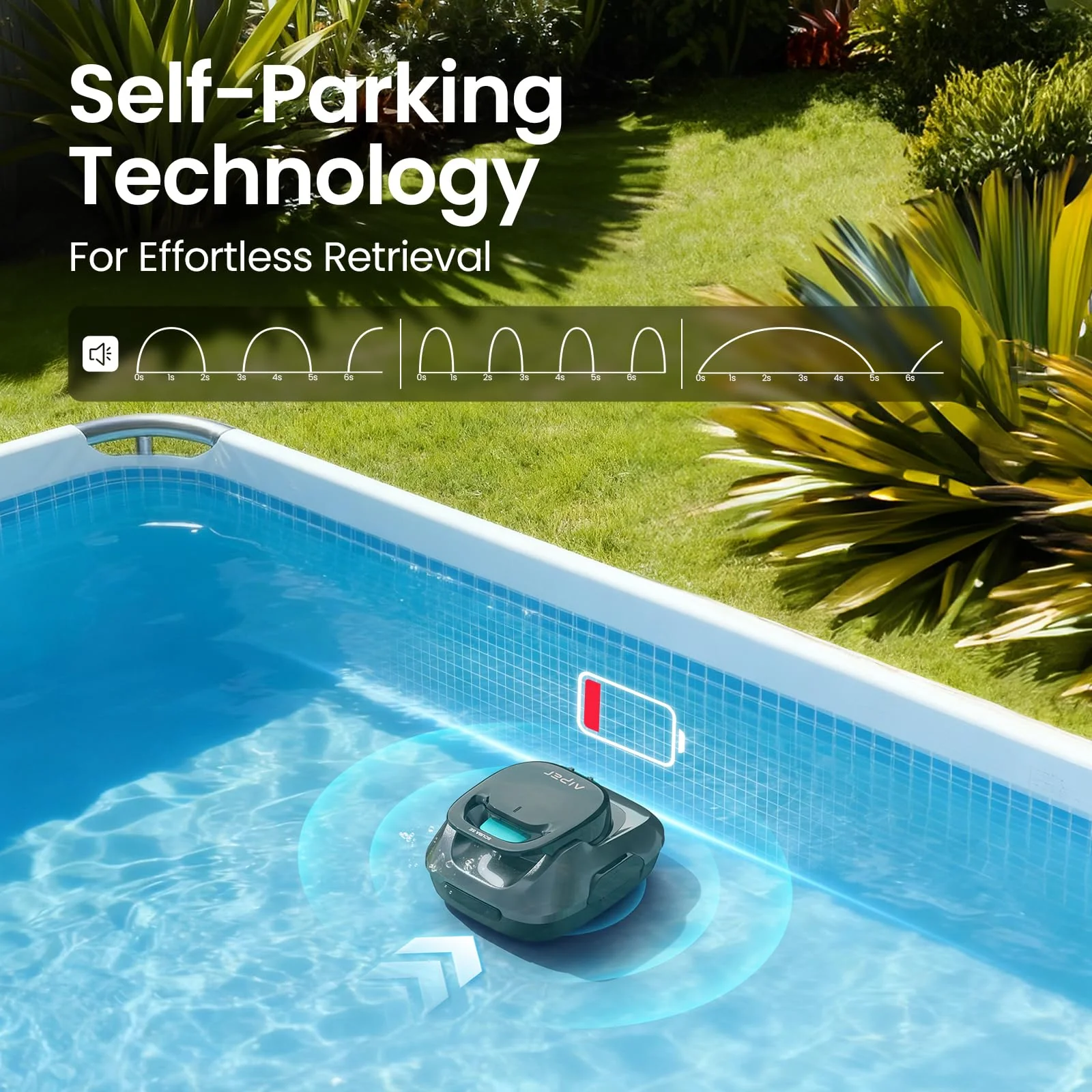 AIPER Scuba SE Cordless Pool Cleaner with 90-Min Runtime, Smart Self-Parking, Lightweight, Pool Vacuum for Above Ground Flat Pools up to 860 Sq.ft - Image 8