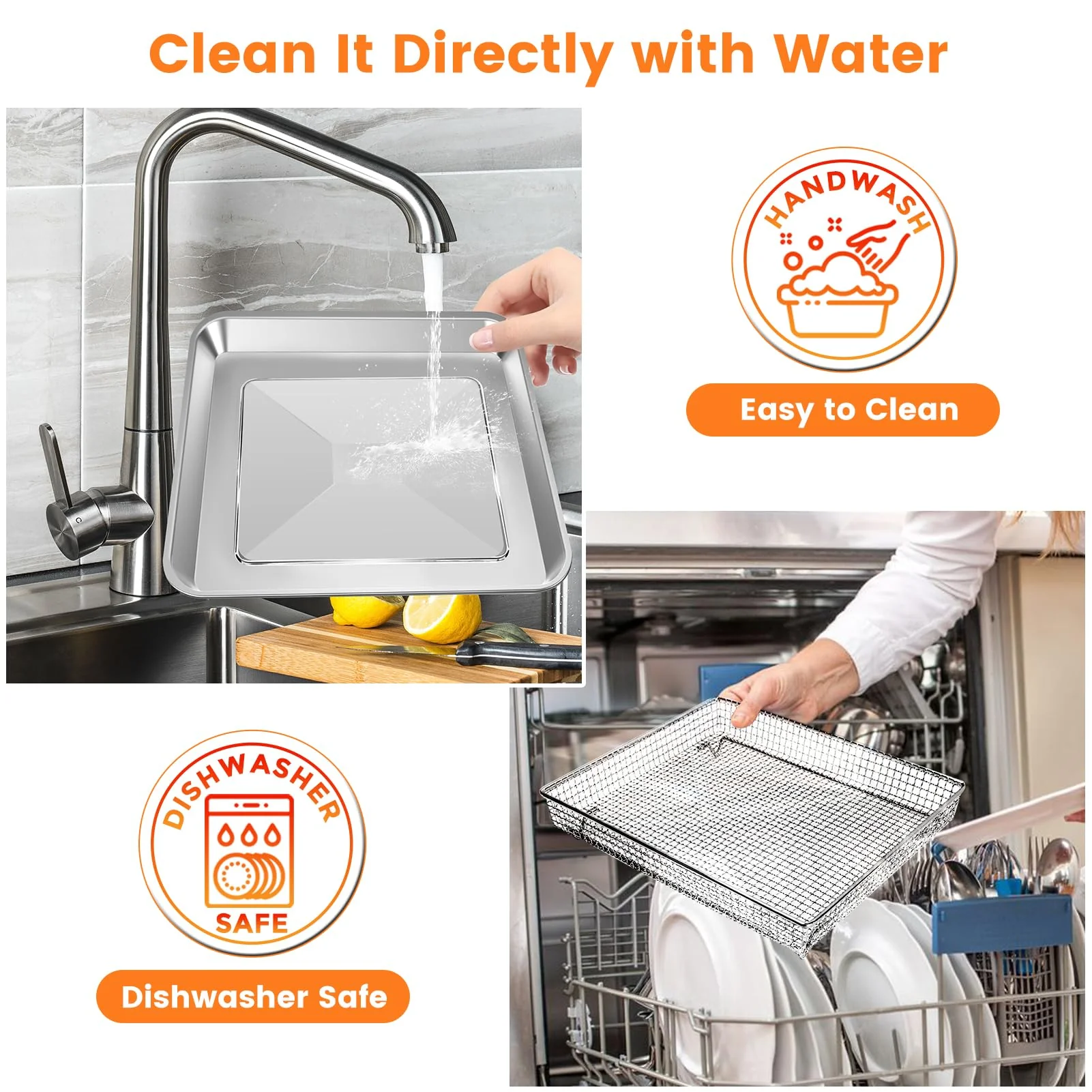 Air Fryer Basket Tray Replacement for Cuisinart TOA-60 TOA-65 TOA-70 Toaster Air Fryer Convection Oven, 12.4 * 11'' Mesh Air Fryer Steel Basket Wire Rack Accessories Parts, Dishwasher Safe - Image 5