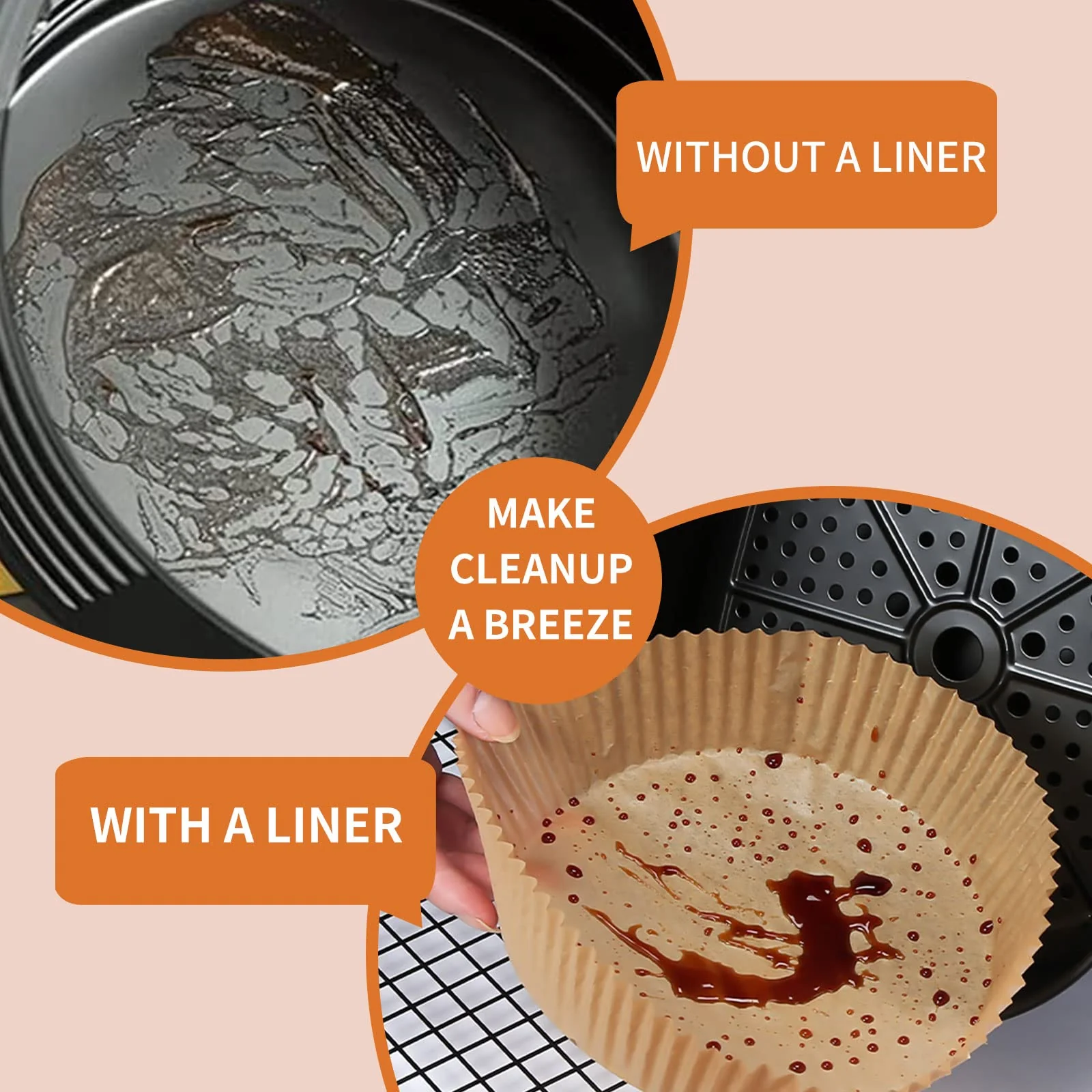 Air Fryer Disposable Paper Liner, 100PCS 6.3" Natural Parchment Paper for Air Fryer Oil-proof Water-proof, Food Grade Parchment for AirFryer, Steamer, Microwave Etc - Image 5