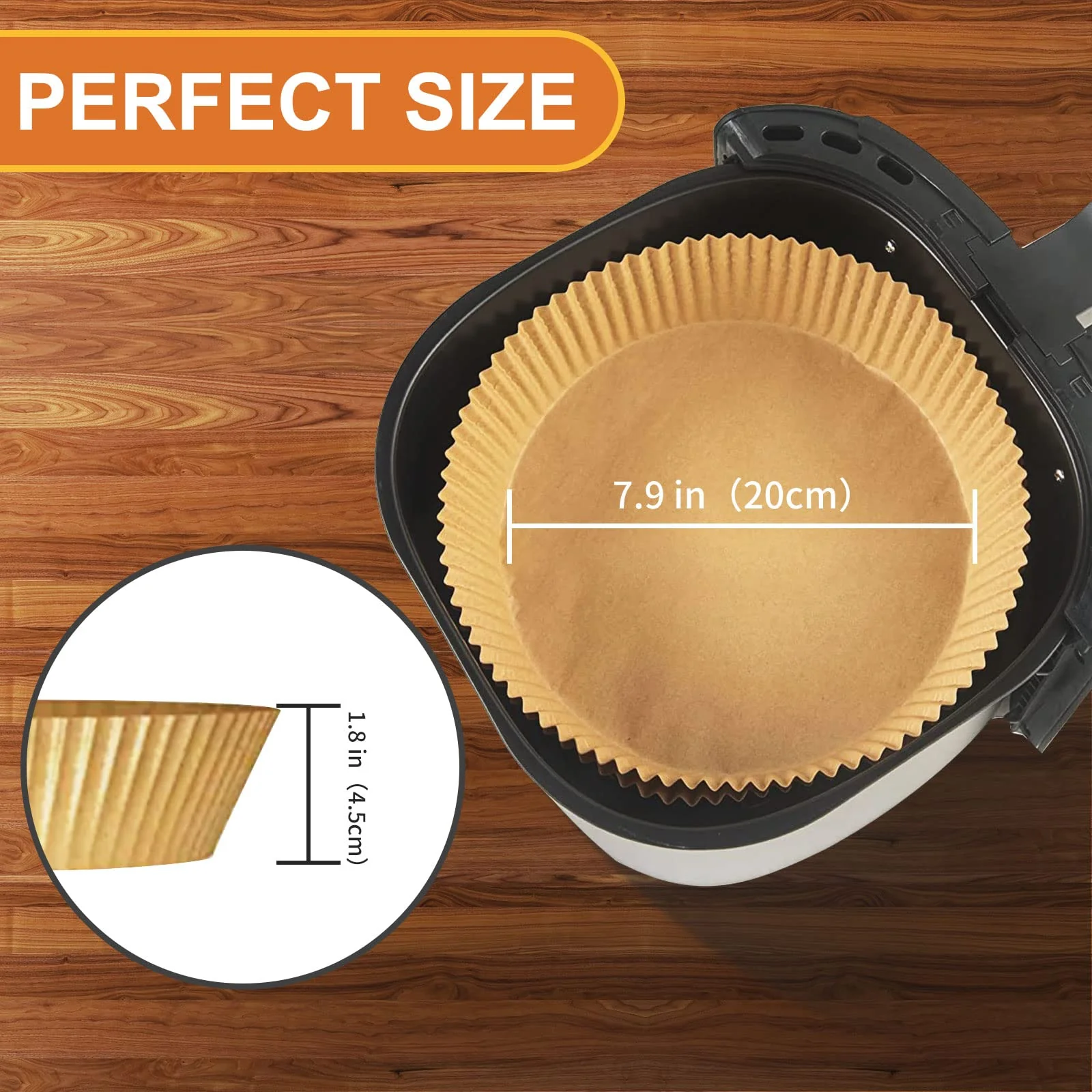 Air Fryer Disposable Paper Liner, 100PCS 7.9 Inch Air Fryer Liners Round, Parchment Paper Non-stick Oil-proof Water-proof - Image 4