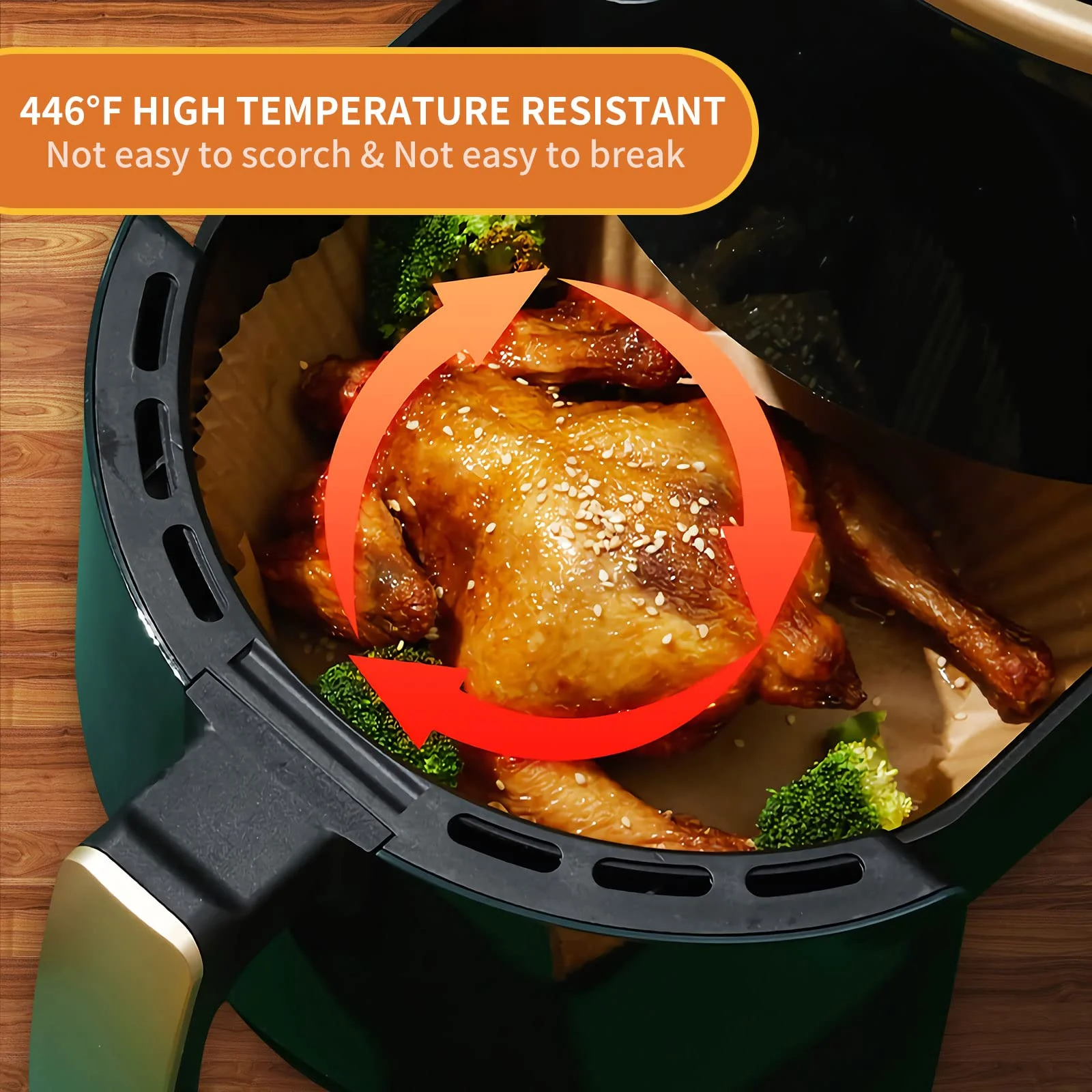 Air Fryer Disposable Paper Liner, 100PCS 9 Inch Large Airfryer Liners Round, Parchment Paper for Air Fryer Non-stick Oil-proof Water-proof, Paper liners for air fryer, Steamer, Baking, Microwave Etc - Image 4