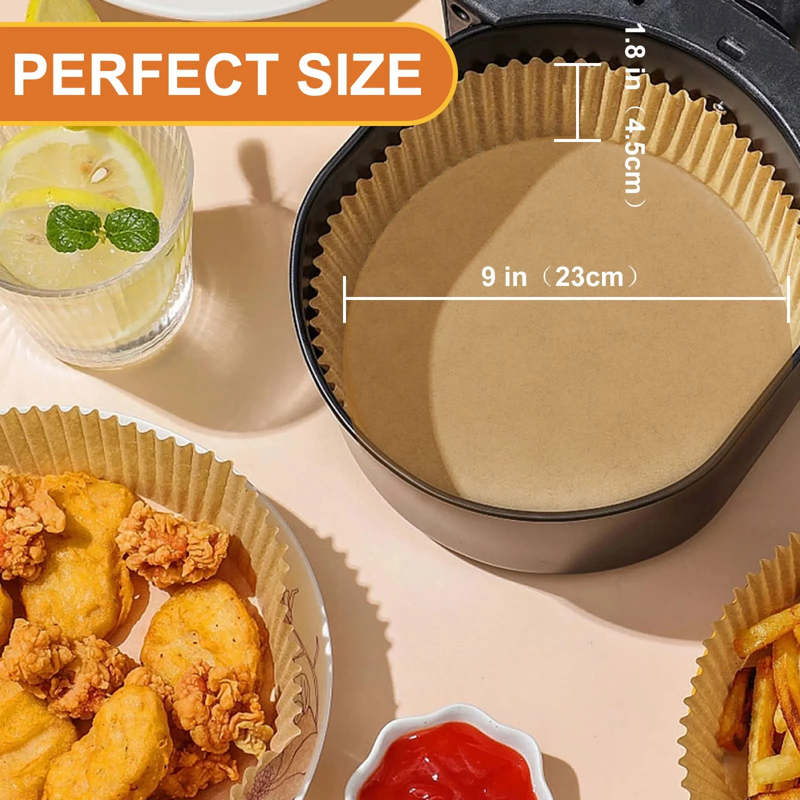 Air Fryer Disposable Paper Liner, 100PCS 9 Inch Large Airfryer Liners Round, Parchment Paper for Air Fryer Non-stick Oil-proof Water-proof, Paper liners for air fryer, Steamer, Baking, Microwave Etc - Image 6