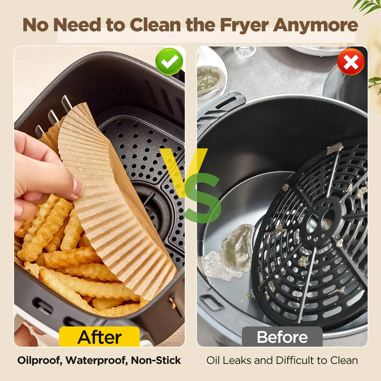 Air Fryer Liners Disposable, 200PCS Non-stick Oil Resistant Air Fryer Parchment Paper Liners, 8 Inch Air Fryer Liners, Round Airfryer Liners for 5-8QT Air fryer, Baking, Roasting Microwave - Image 5