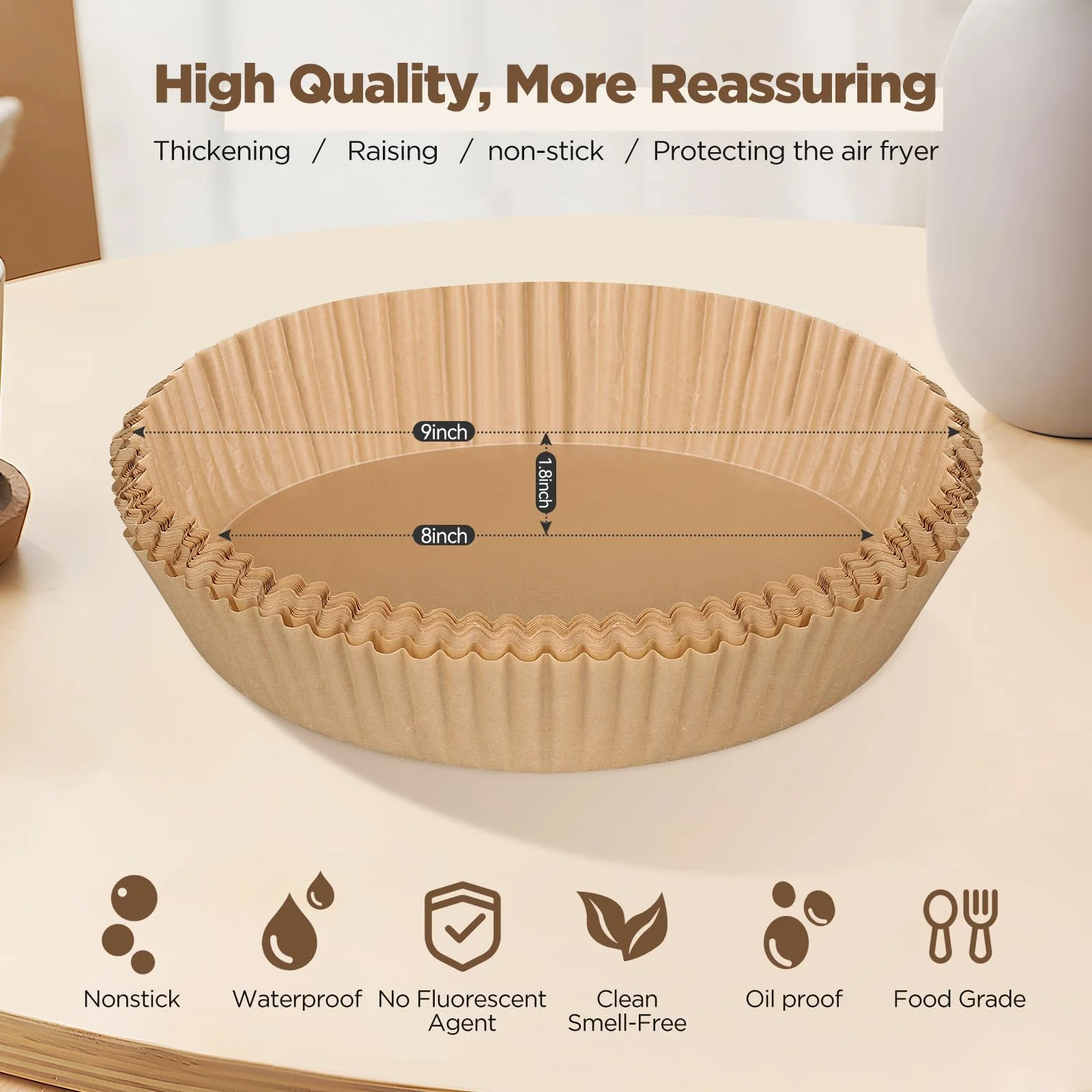 Air Fryer Liners Disposable, 200PCS Non-stick Oil Resistant Air Fryer Parchment Paper Liners, 8 Inch Air Fryer Liners, Round Airfryer Liners for 5-8QT Air fryer, Baking, Roasting Microwave - Image 6