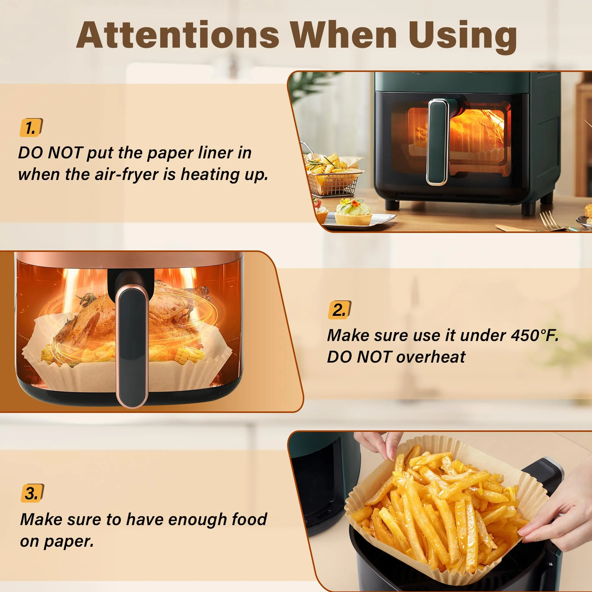 Air Fryer Liners Disposable, 250pcs Non-stick Disposable Airfryer Liners, 8 Inch Unbleached Parchment Paper, Square Air Fryer Paper Liners for 5-8QT Air Fryer, Baking, Roasting Microwave - Image 4