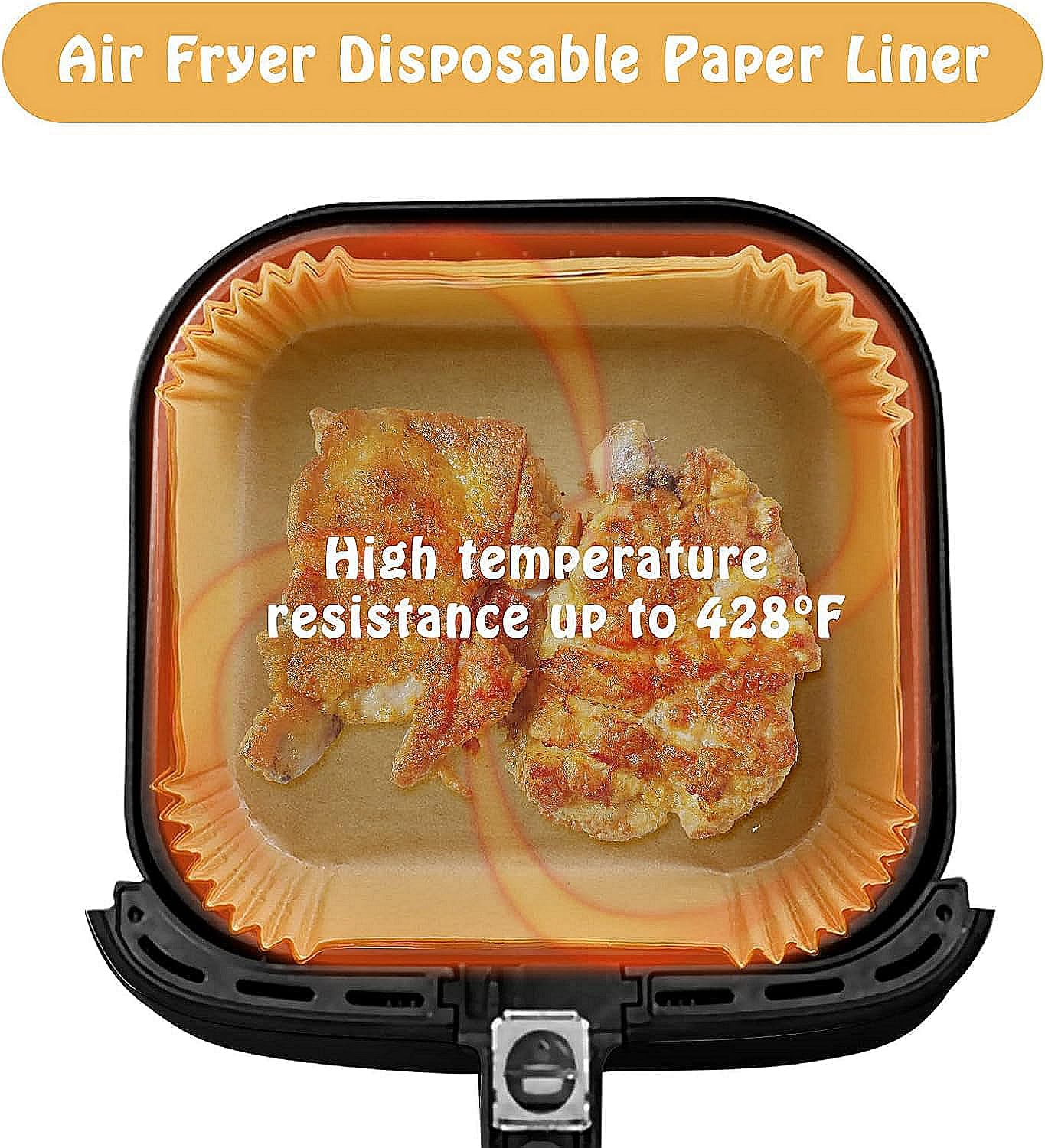 Air Fryer Liners Disposable for Most Small Air Fryer 2-5 Qt, 150 Pcs Square Parchment Paper Mini Air Fryer Liners for 2-5 Qt - Image 4