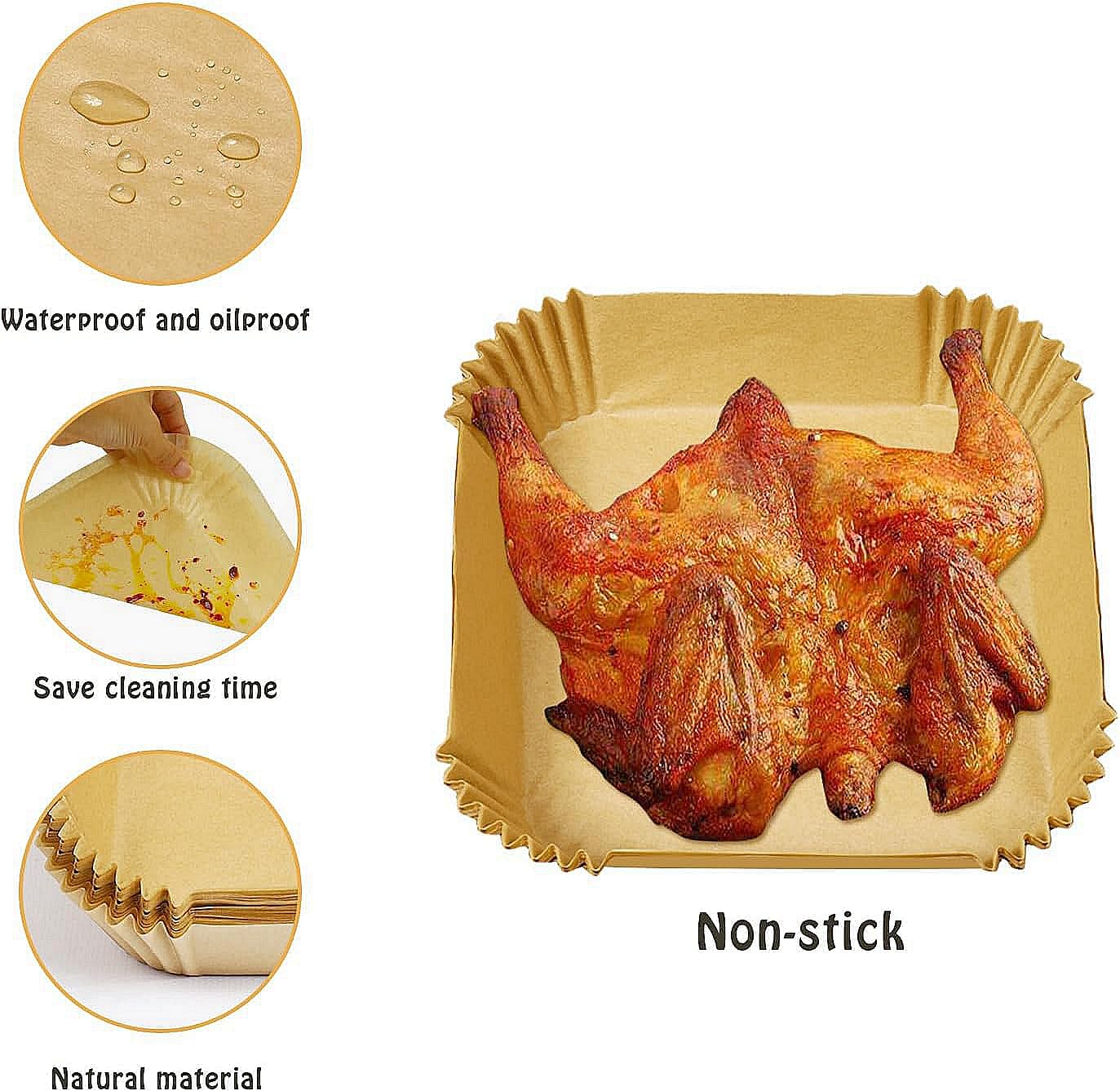 Air Fryer Liners Disposable for Most Small Air Fryer 2-5 Qt, 150 Pcs Square Parchment Paper Mini Air Fryer Liners for 2-5 Qt - Image 5