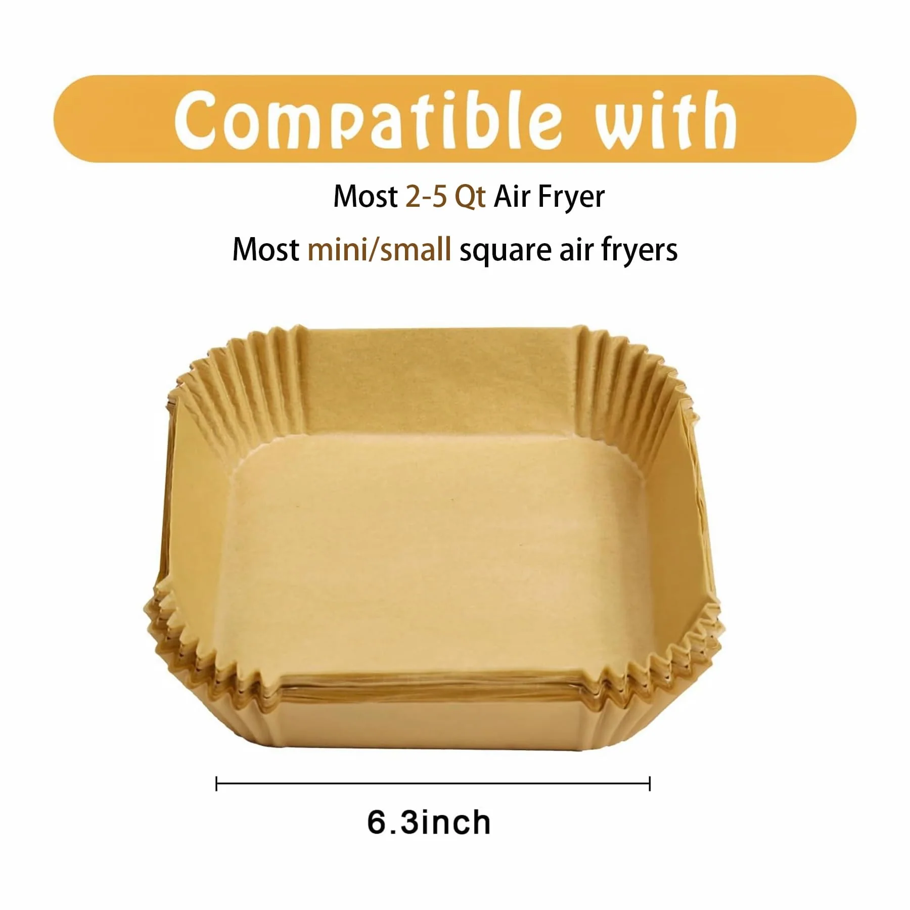 Air Fryer Liners Disposable for Most Small Air Fryer 2-5 Qt, 150 Pcs Square Parchment Paper Mini Air Fryer Liners for 2-5 Qt - Image 7