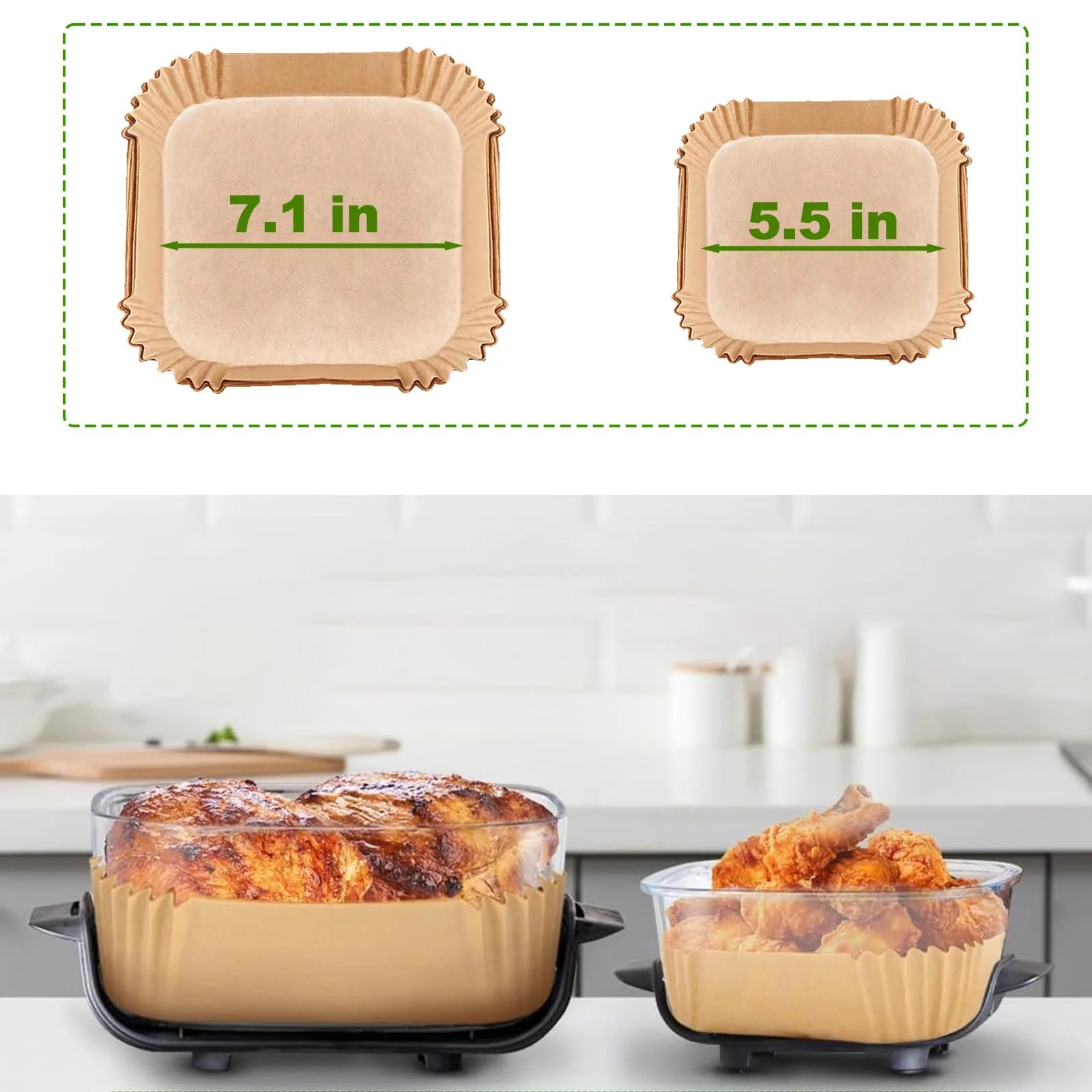 Air Fryer Liners for Ninja Crispi, Disposable 125 + 125 Pcs Ninja Crispi Accessories for Ninja Crispi 4-in-1 Portable Glass Air Fryer Cooking System, Non-Stick Ninja Crispi Liners Disposable - Image 3