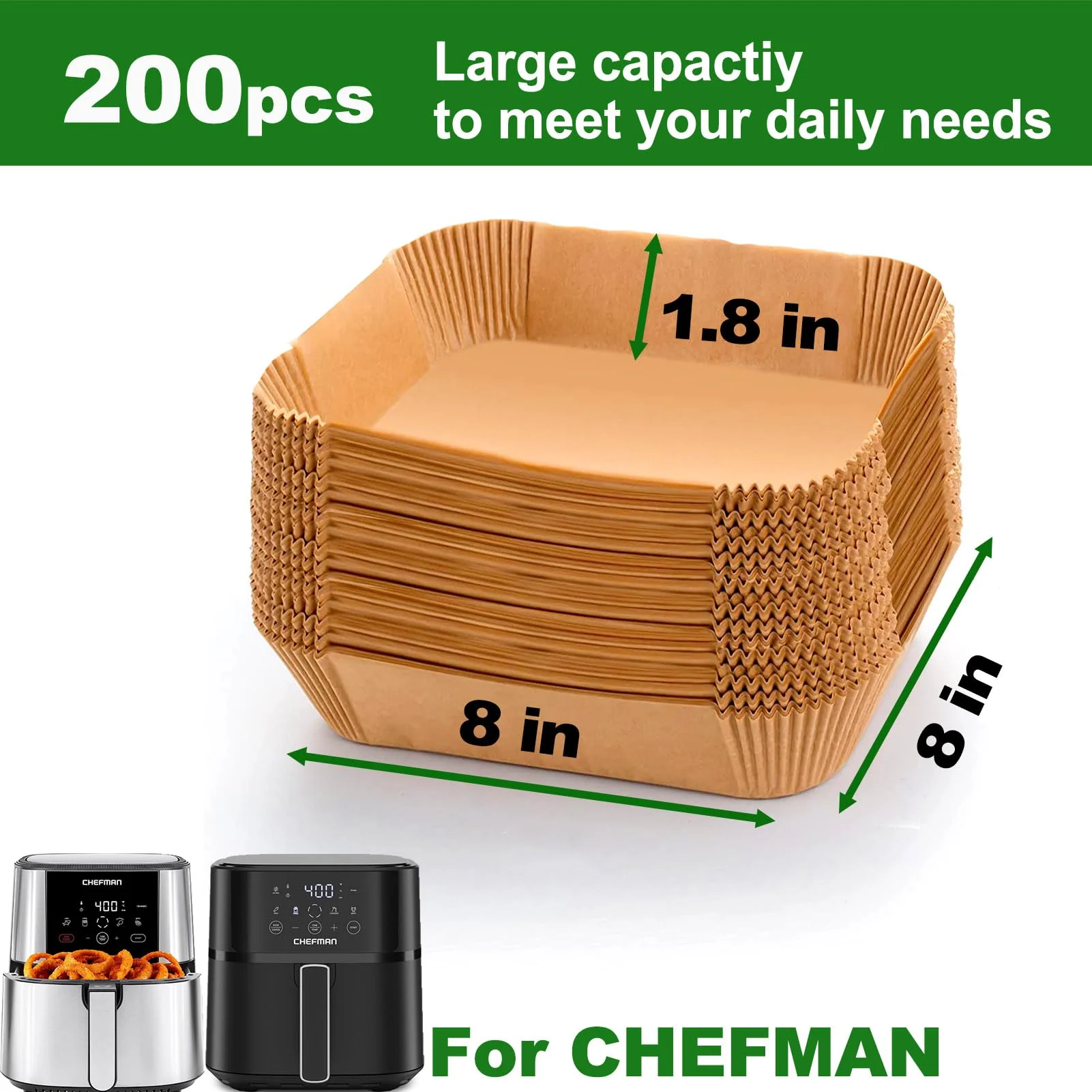 Air Fryer Paper Liners for Chefman 6 QT Compact, 200Pcs 6qt Air Fryer Liners, 8 quart Air Fryer Liners, Parchment Paper Liner for Chefman TurboFry 8-Qt Stainless Steel - Image 7