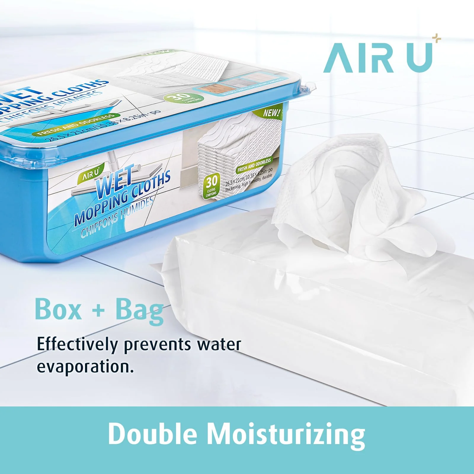 AIR U+ Wet Pads Refill for Swiffer Sweeper Wet Mopping Cloth, Unscented Disposable Floor Cleaning Wipes, 30 Count - Image 6
