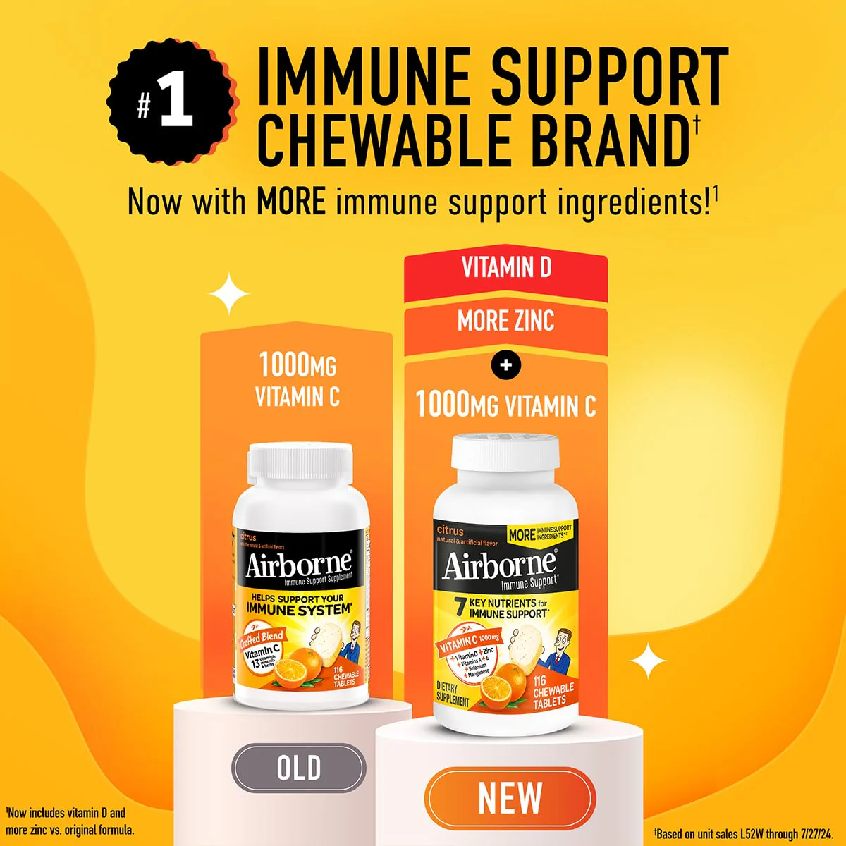 Airborne 1000mg Vitamin C + Zinc Immune Support Supplement Chewable Tablets, Citrus Flavor with Powerful Antioxidants Vitamins A C & E, 116 Chewable Tablets (2 Pack) - Image 4