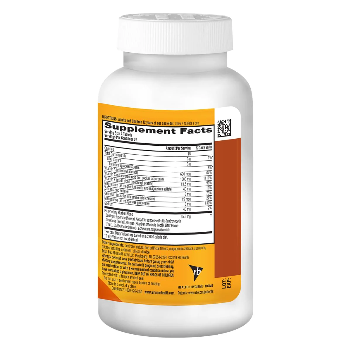 Airborne 1000mg Vitamin C + Zinc Immune Support Supplement Chewable Tablets, Citrus Flavor with Powerful Antioxidants Vitamins A C & E, 116 Chewable Tablets (2 Pack) - Image 7