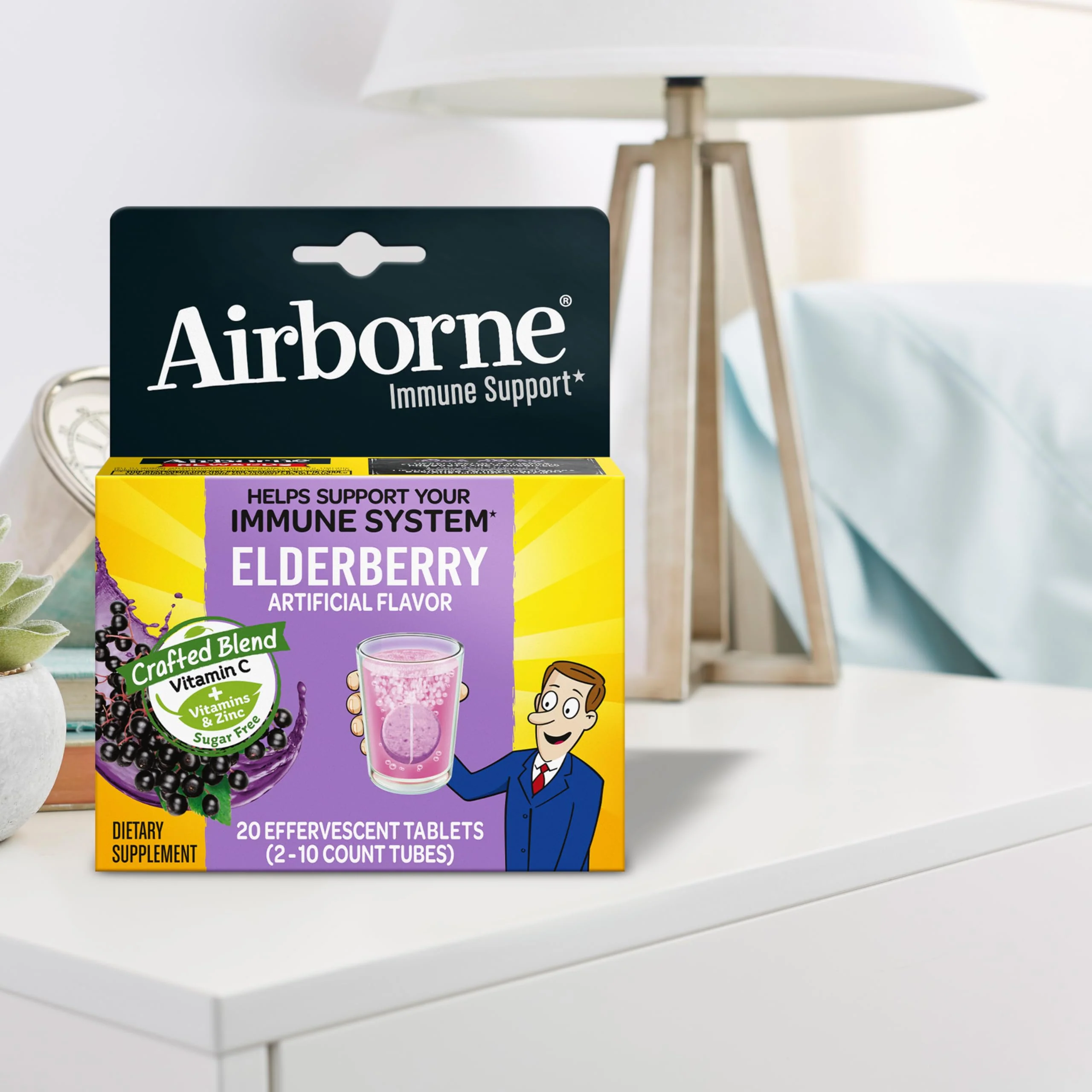 Airborne Elderberry + Zinc & Vitamin C Effervescent Tablets, Immune Support Supplement with Powerful Antioxidant Vitamins A C E, 20 Fizzy Drink Tablets, Elderberry Flavor - Image 8