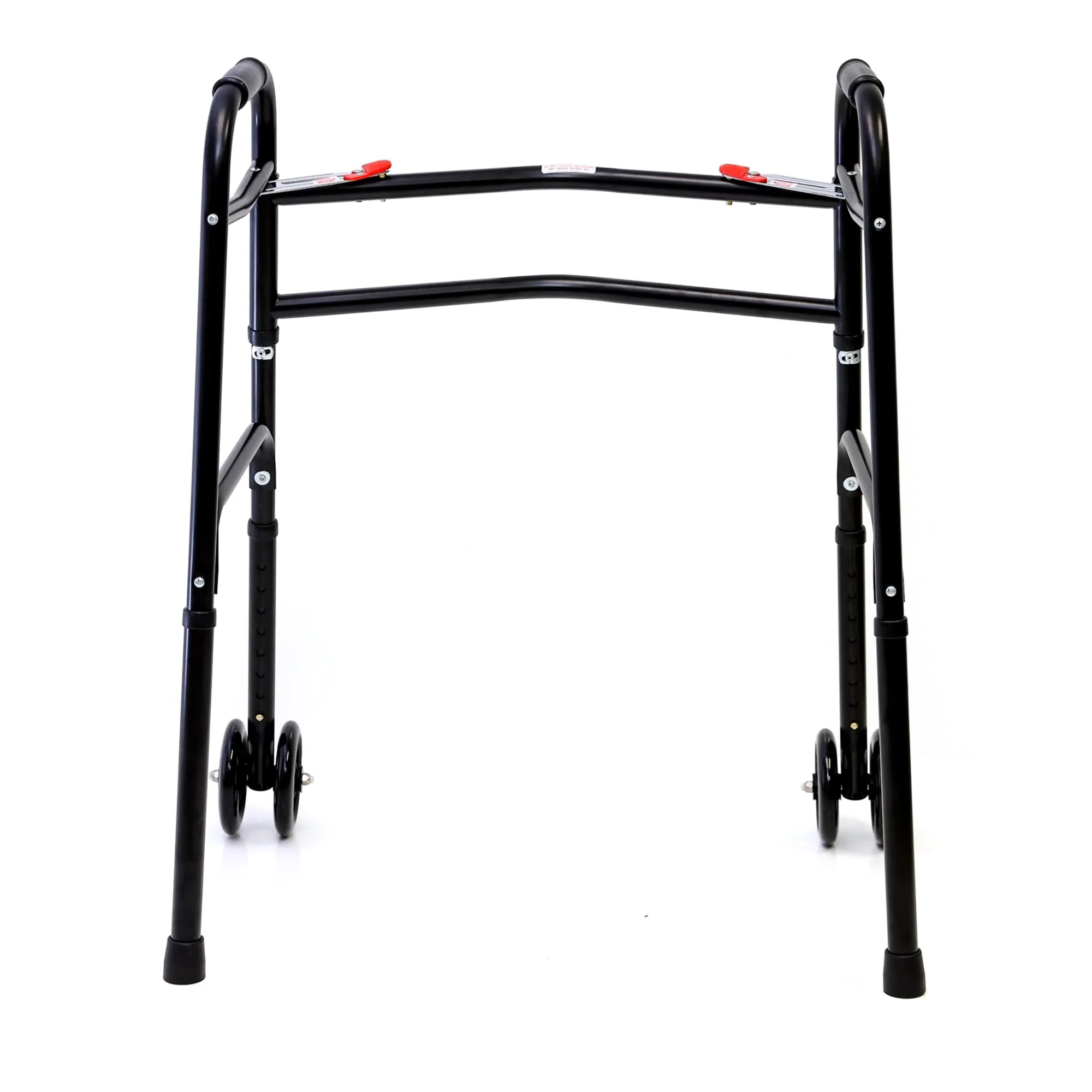 AireMed Bariatric Walker with 5" Wheels – Folding Walker Skis Glides Included - Extra Wide 600 lb Capacity - Adjustable Height - Sturdy Black Steel Frame - Ideal for Seniors and Mobility Support - Image 3