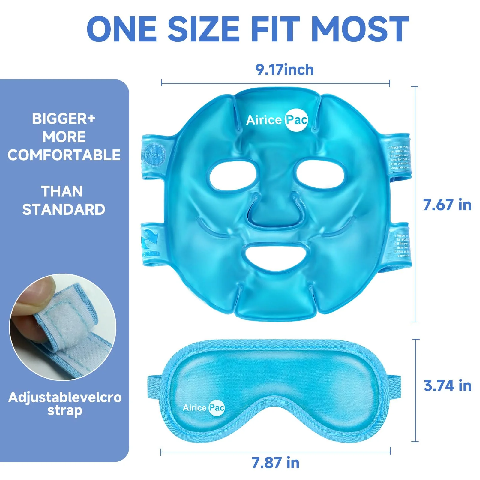 AiricePac Colding Ice Face Mask and Cooling Eye Mask for Puffy Eyes & Migraine Relief, Gel Eye Mask, Cool Face Masks for Dark Circles, Eye Surgery, Sleeping, Pressure, Headaches, Skin Care