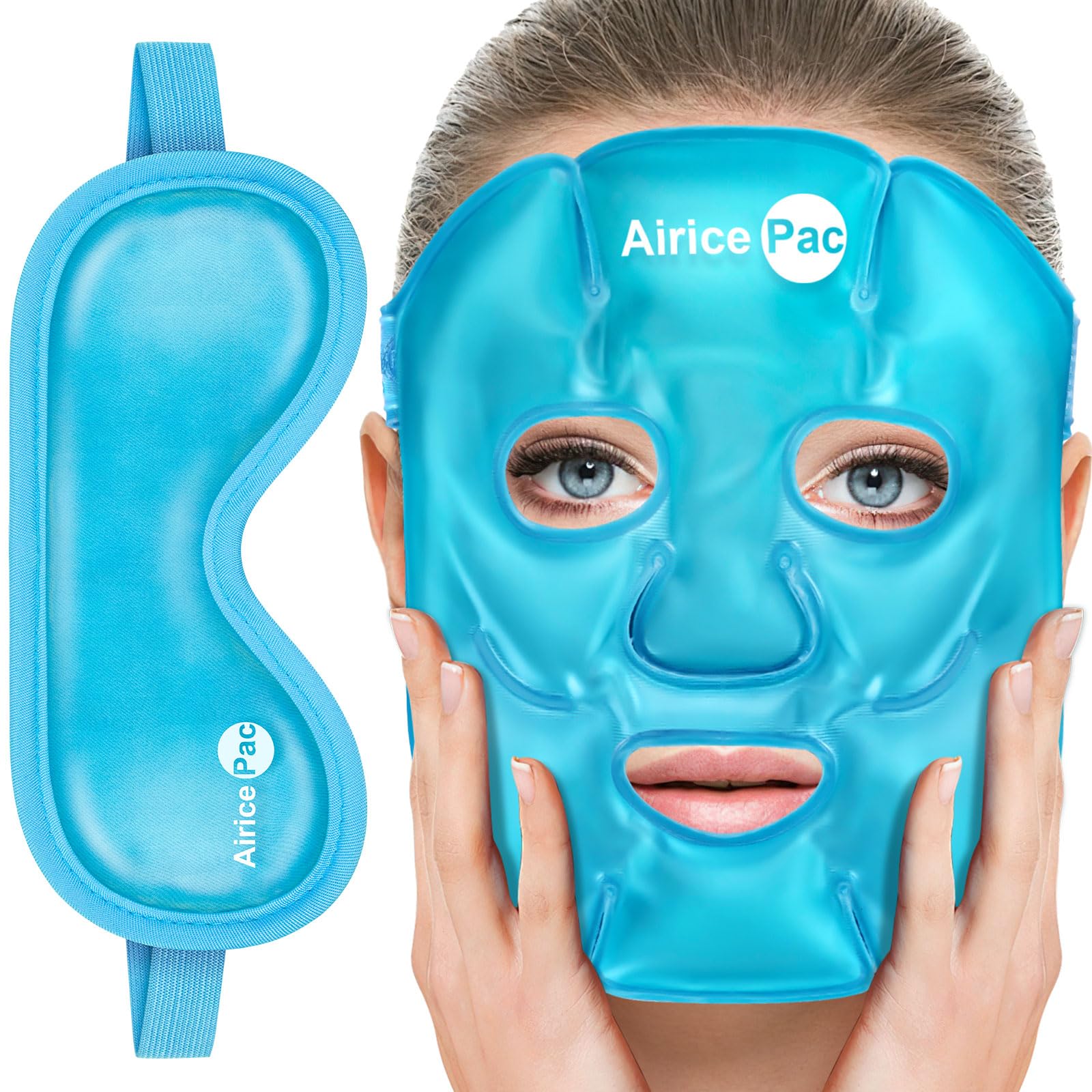 AiricePac Colding Ice Face Mask and Cooling Eye Mask for Puffy Eyes & Migraine Relief, Gel Eye Mask, Cool Face Masks for Dark Circles, Eye Surgery, Sleeping, Pressure, Headaches, Skin Care - Image 2