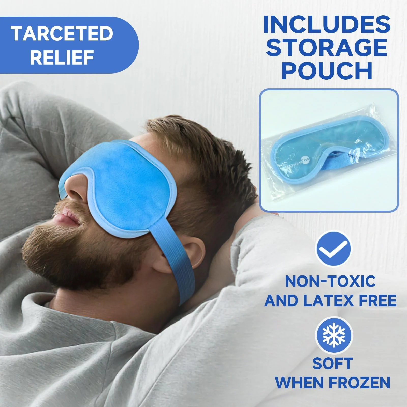 AiricePac Colding Ice Face Mask and Cooling Eye Mask for Puffy Eyes & Migraine Relief, Gel Eye Mask, Cool Face Masks for Dark Circles, Eye Surgery, Sleeping, Pressure, Headaches, Skin Care - Image 7